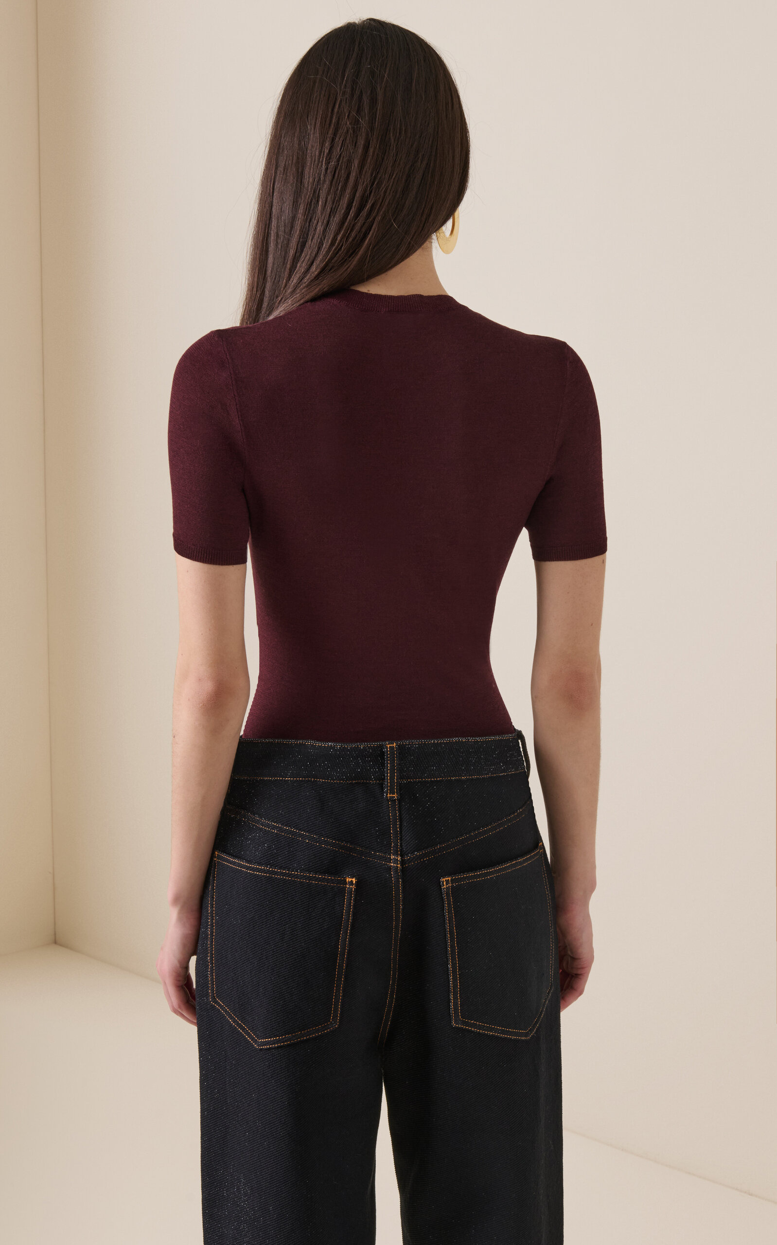 Wool-Blend Knit Bodysuit burgundy - 4