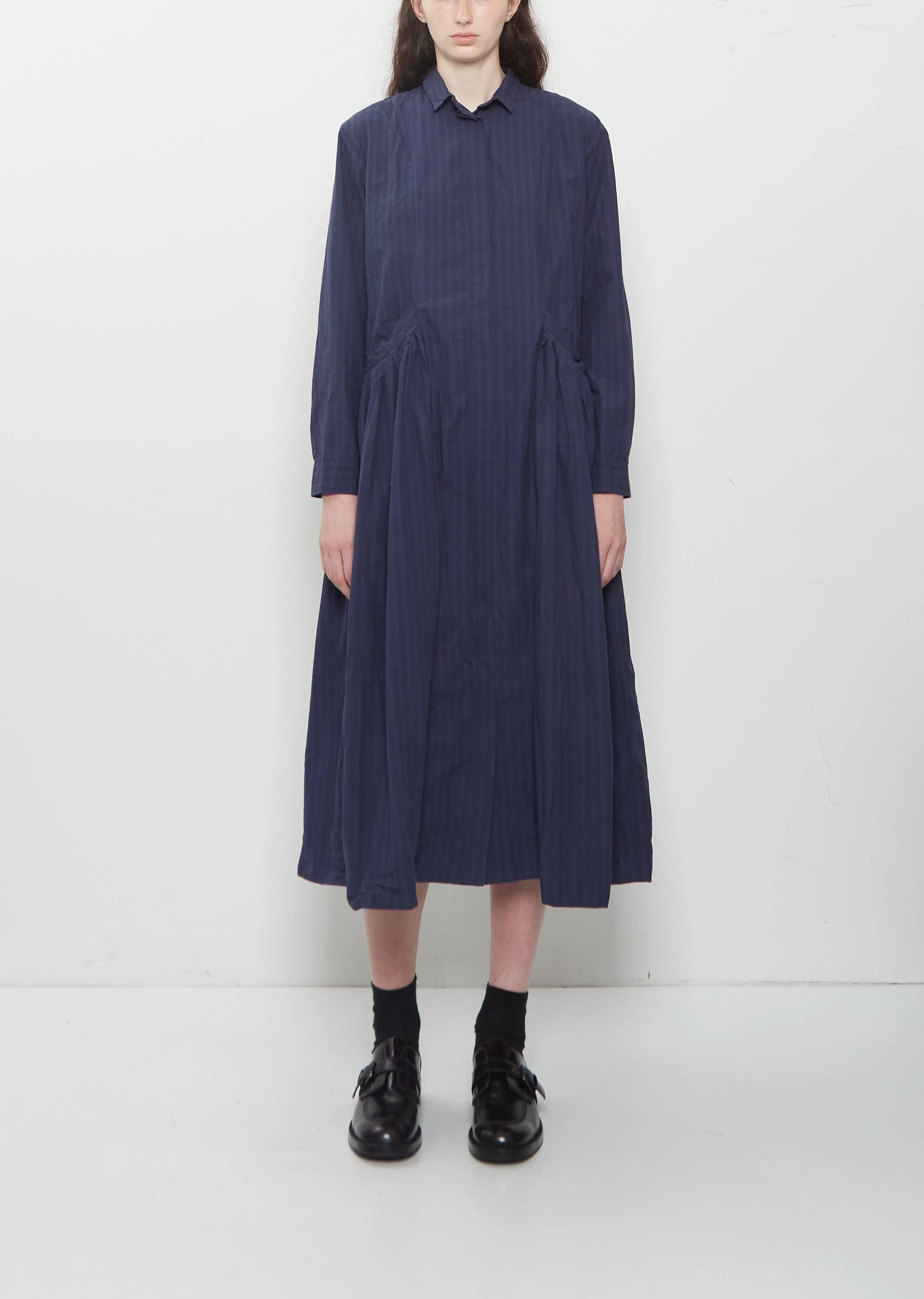 Sally Cotton Dress — Navy Stripe - 1