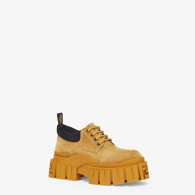 FENDI Yellow suede lace-ups outlook