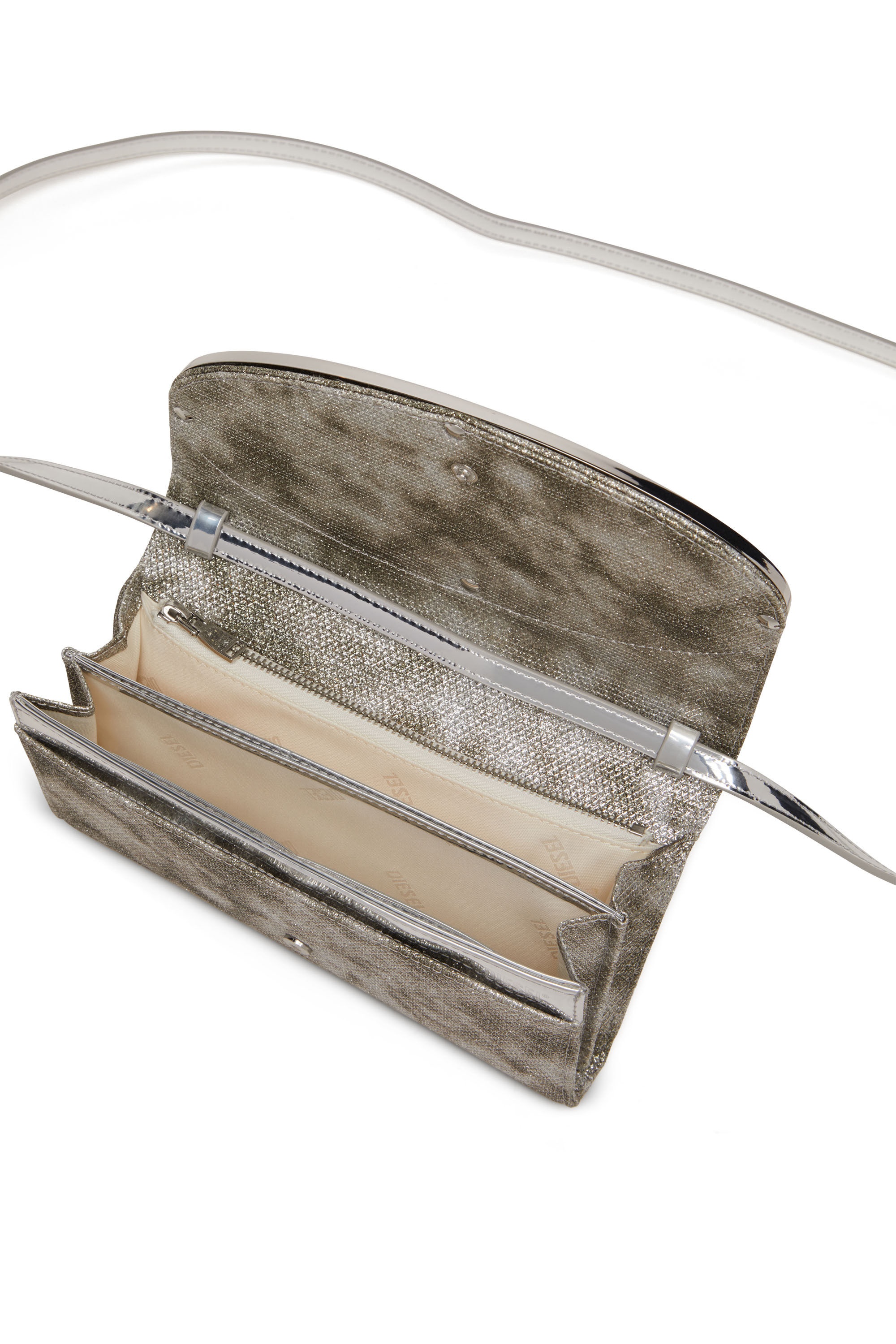 DIESEL / ディーゼル1DR WALLET STRAP Women's Wallet purse in crystal denim | Black | Diesel