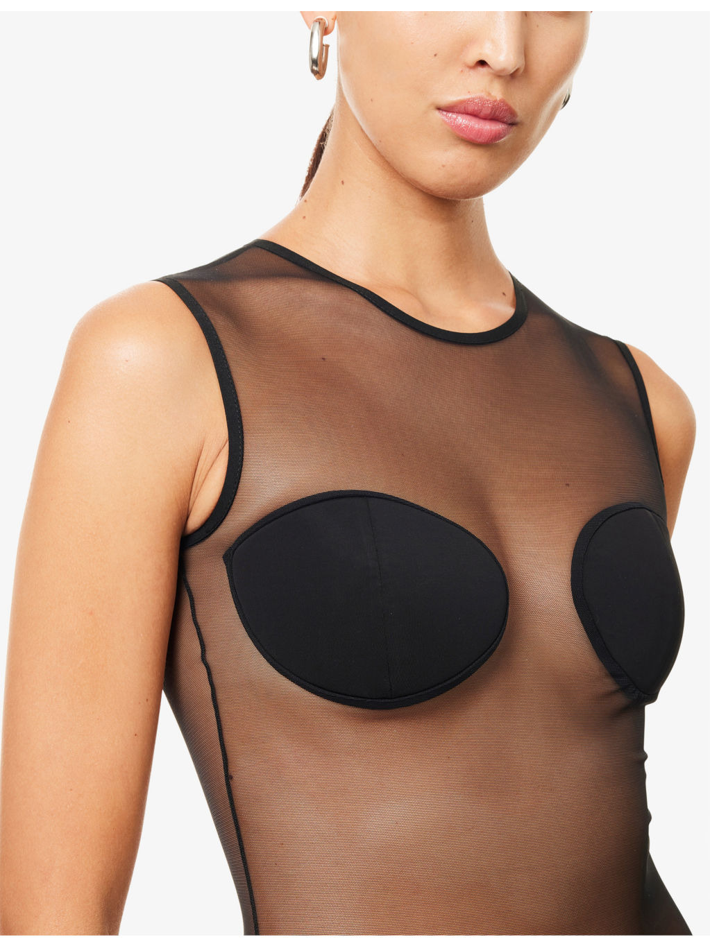 Sheer Padded-Cups Mesh Bodysuit - 5