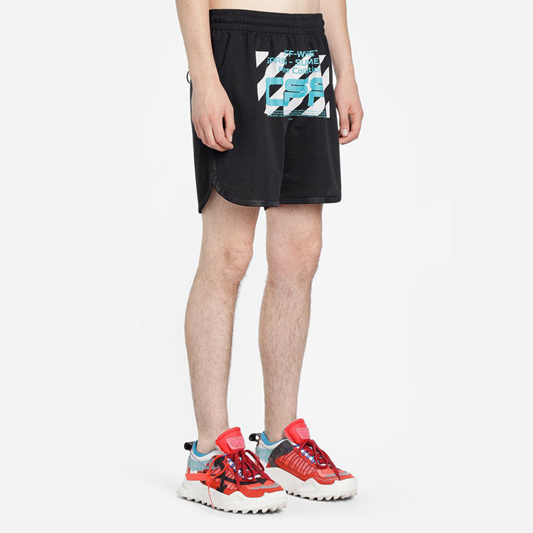 Off-White Wavy Line Mesh Shorts Black/Multicolor OMCI005R201010041001 - 4