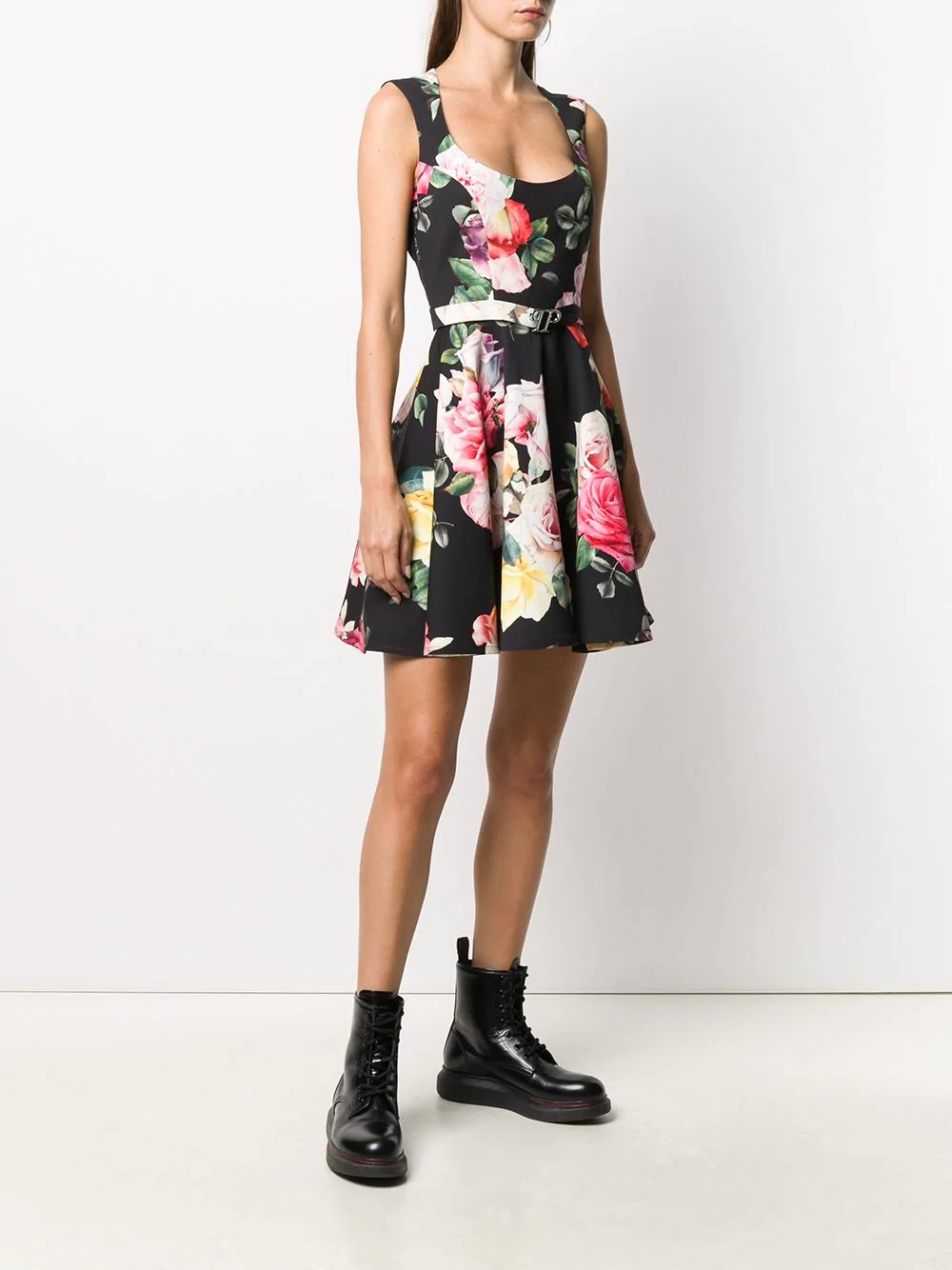 short floral pleated dress - 3