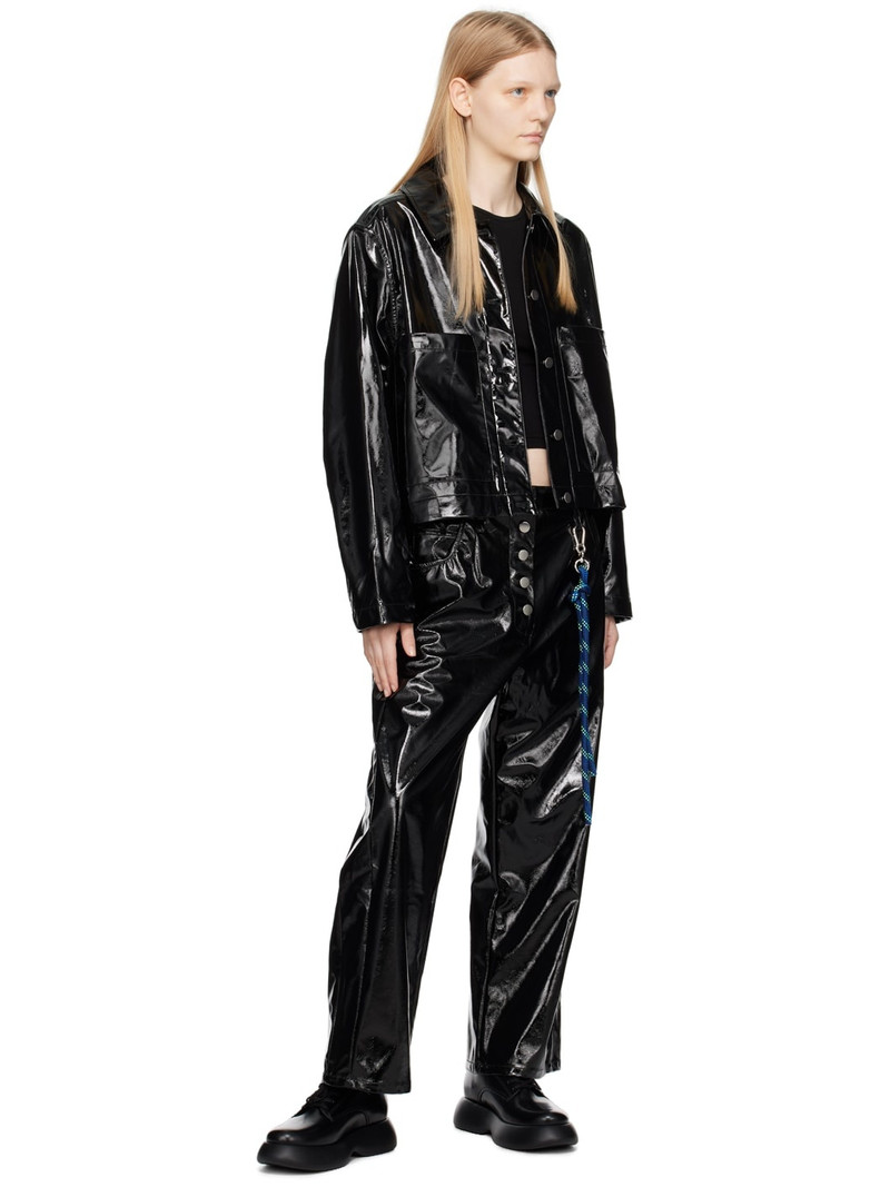 Song for the Mute Black Cropped Faux-Leather Jacket outlook