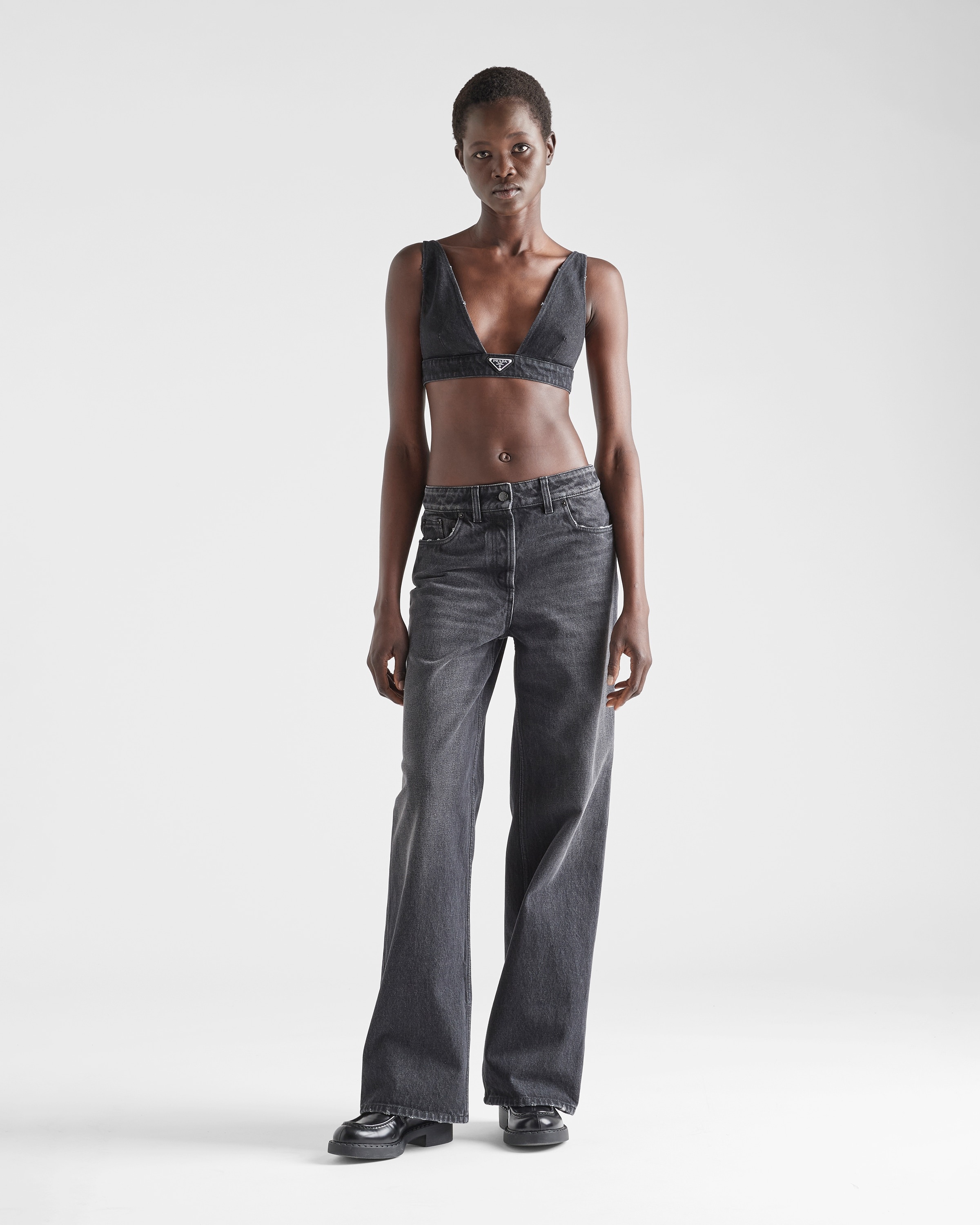 Prada Denim Crop Top - Bergdorf Goodman