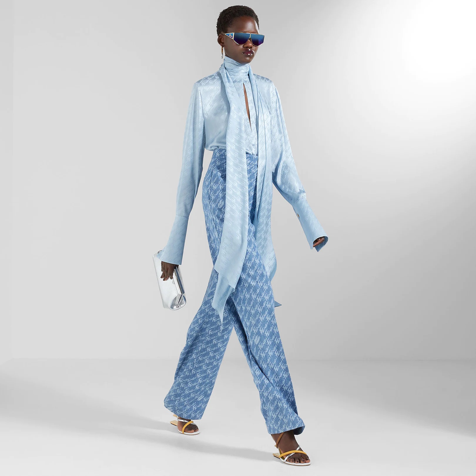 Light blue satin shirt - 4