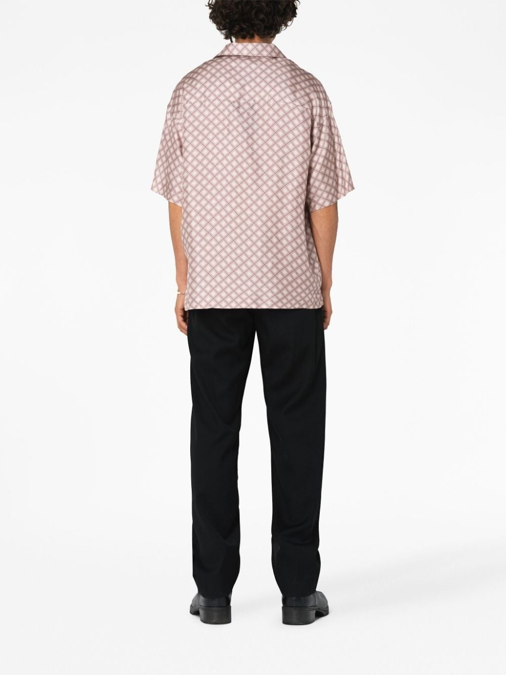 lozenge-print silk shirt - 4