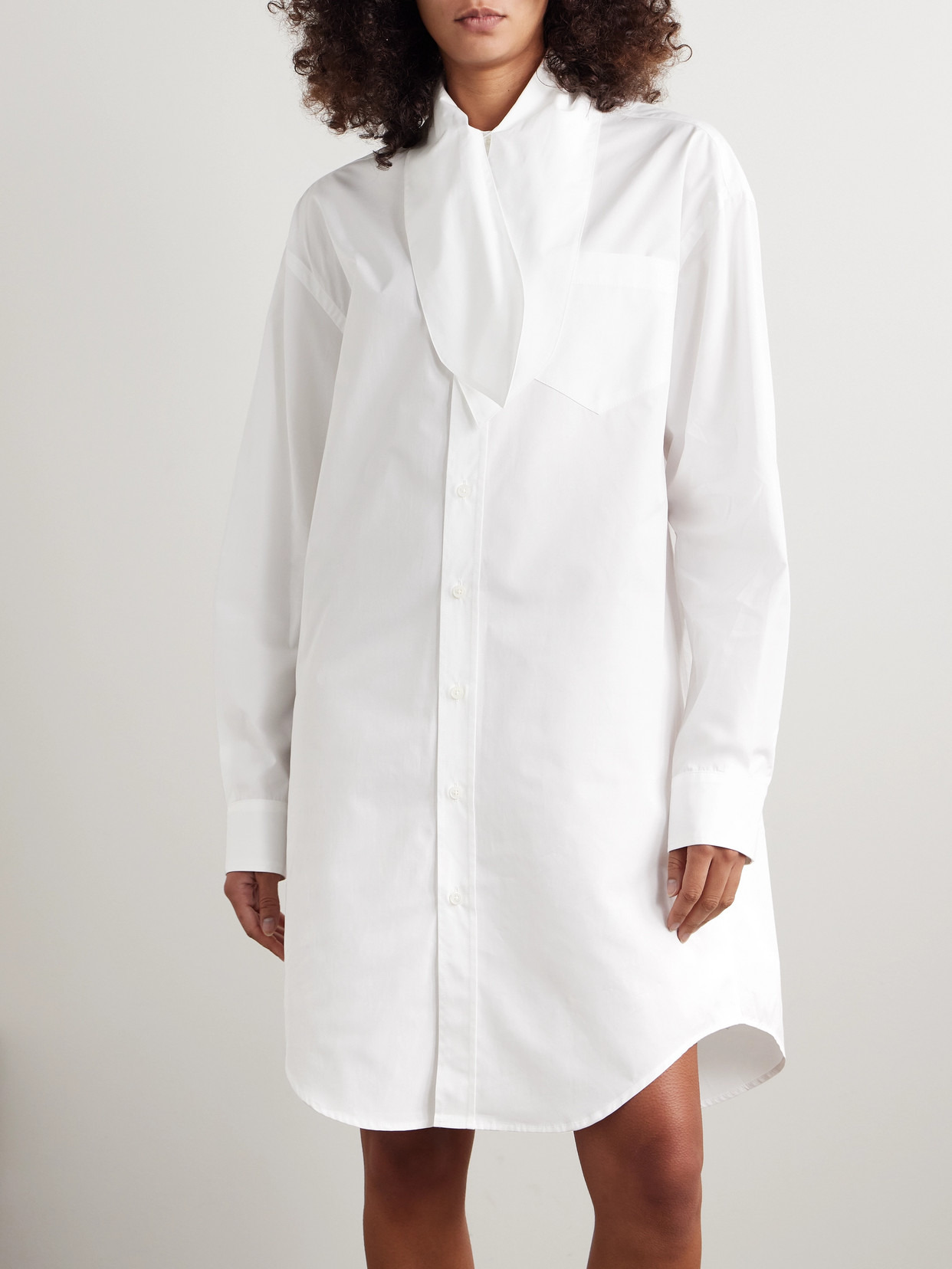 Tie-detailed Cotton-poplin Mini Shirt Dress - 4