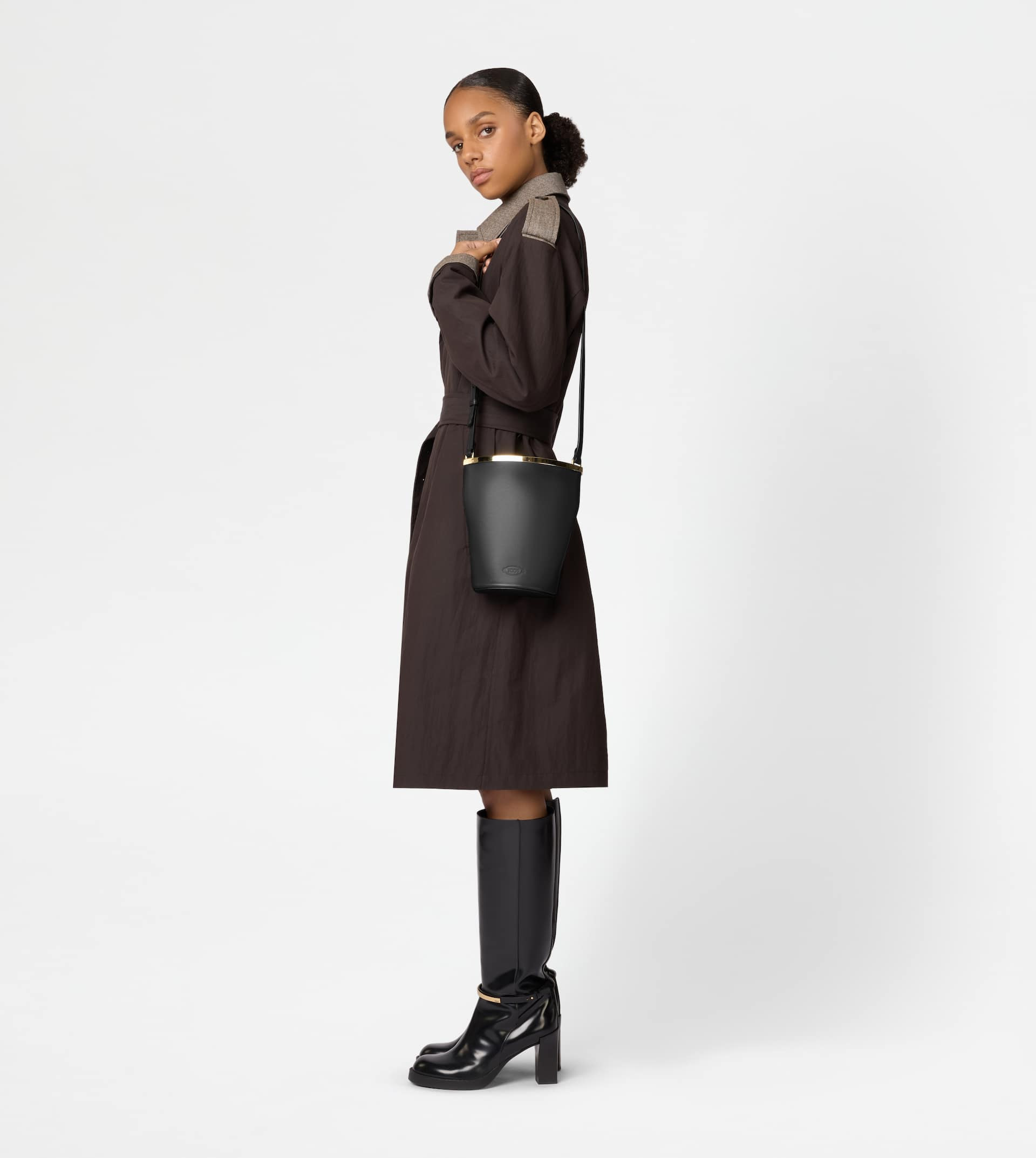 TOD'S MAGENTA BAG BUCKET BAG IN LEATHER MINI - BLACK - 7