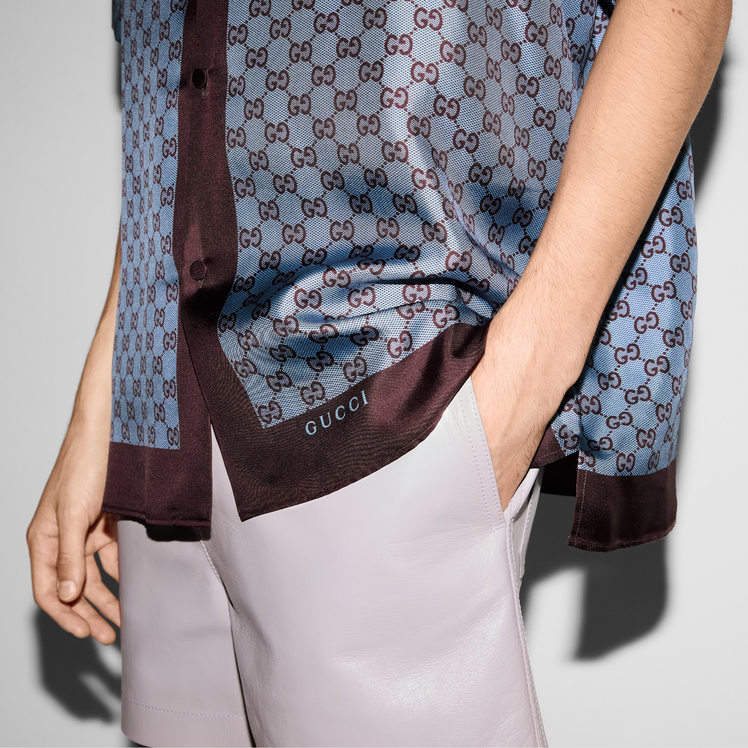 Regular fit printed silk twill shirt - 5