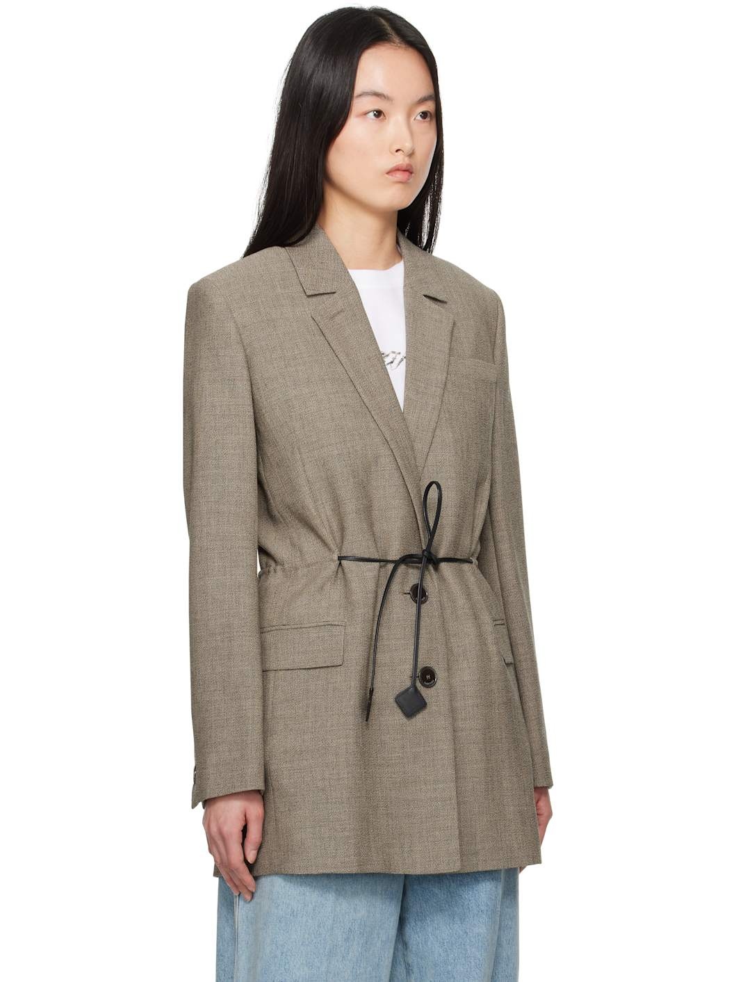 Brown Belted Wool Blazer - 2