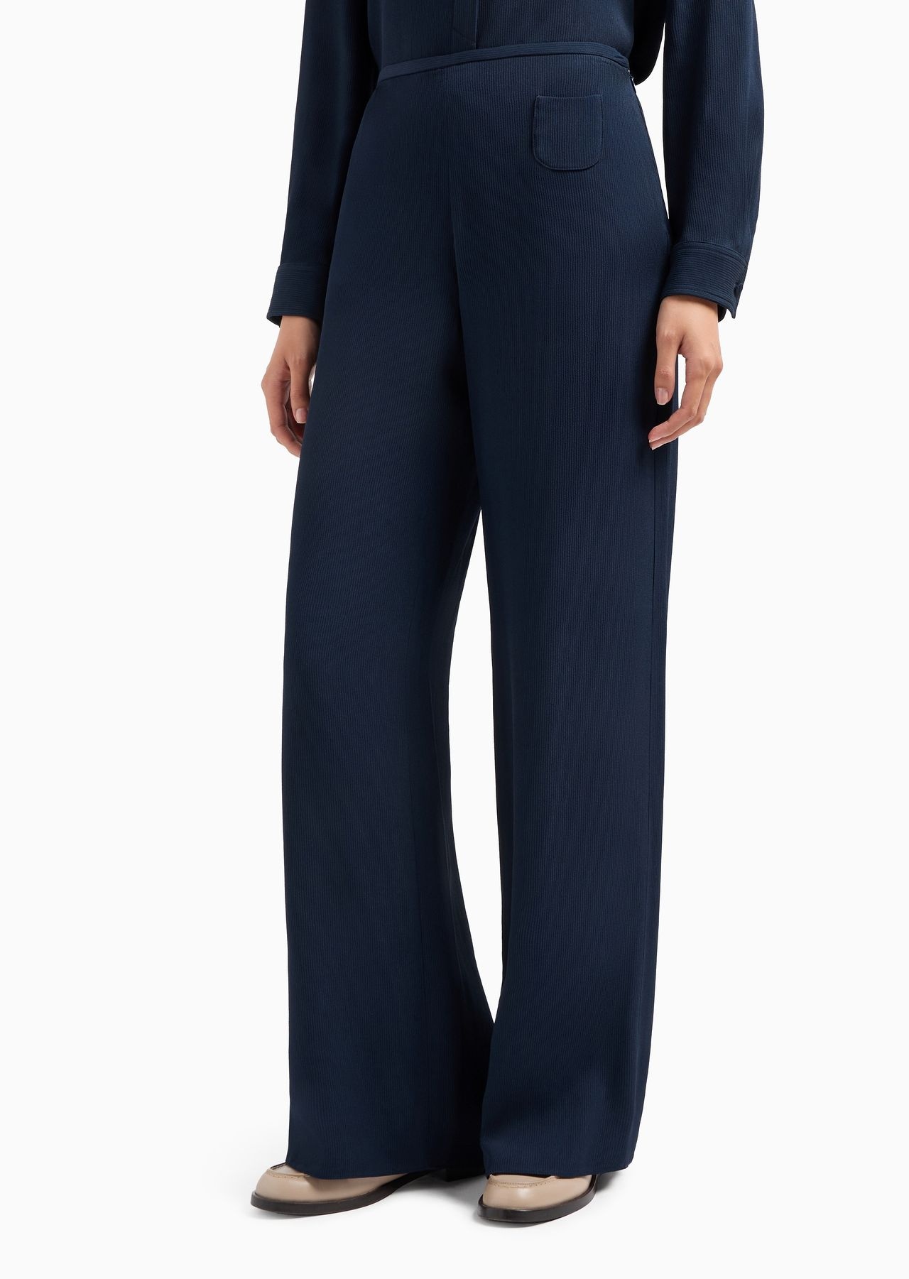 Icon canneté cady palazzo trousers with small pocket - 2