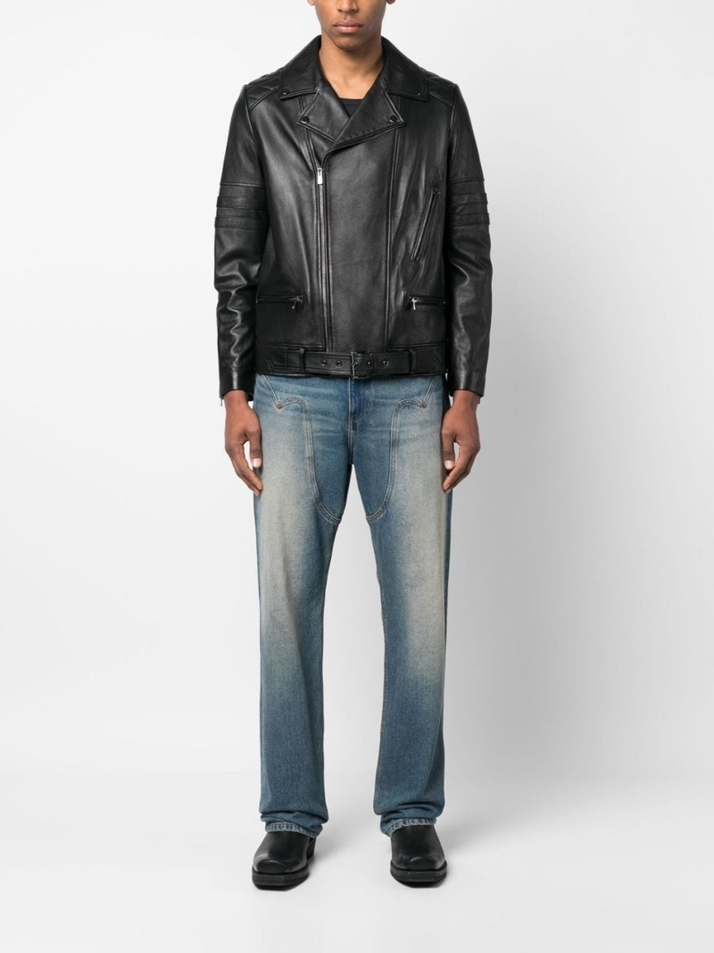 off-centre zip-fastening leather jacket 3