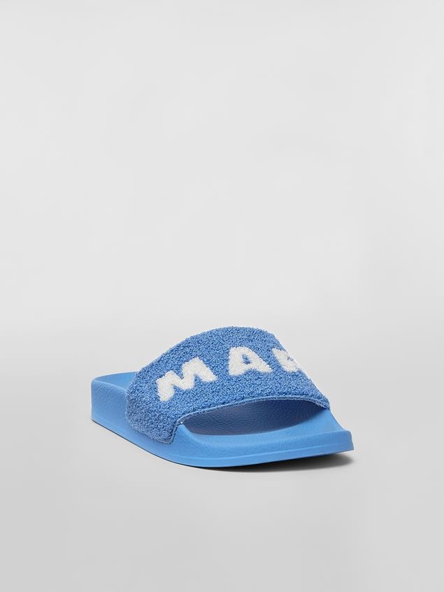 RUBBER SANDAL WITH BLUE AND WHITE TERRY CLOTH UPPER - 2