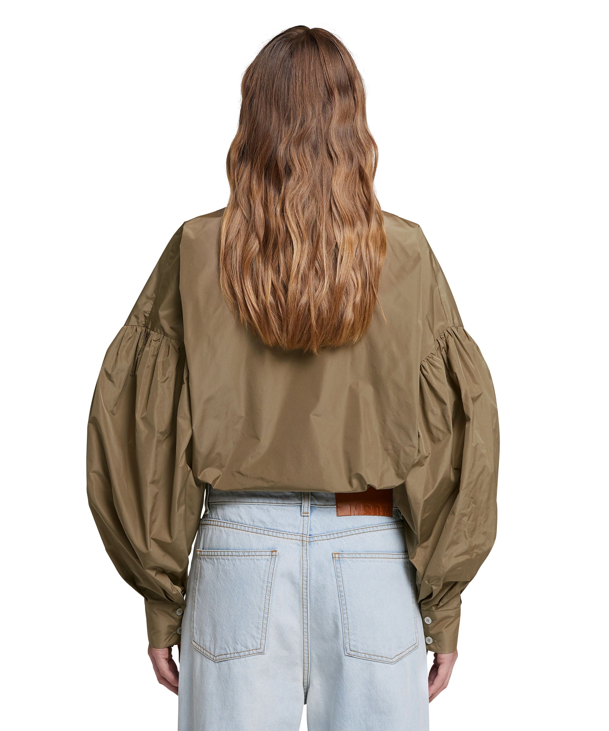 Taffetà crop shirt with puffed sleeves - 3