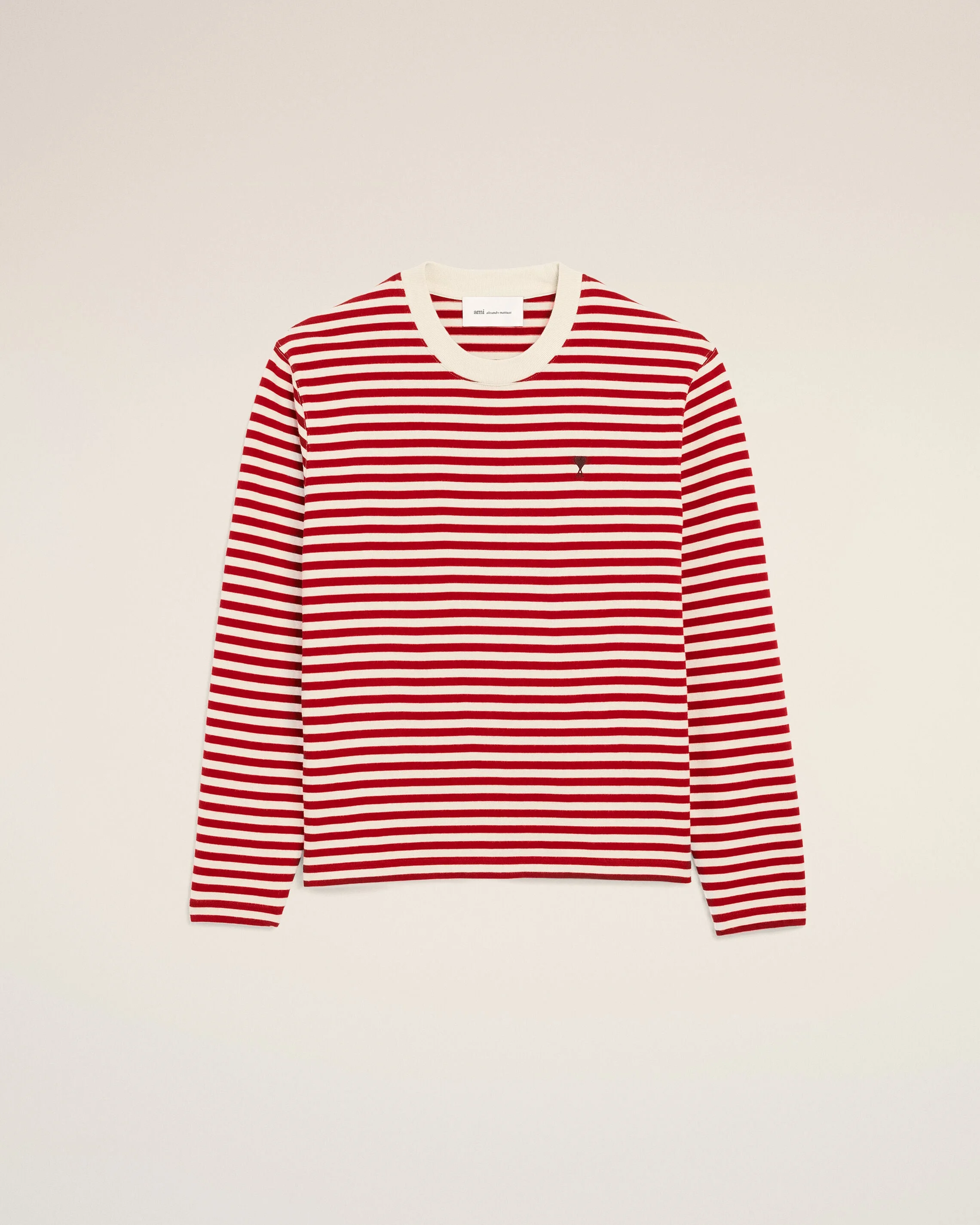 RED AND WHITE MARINIERE COTTON T-SHIRT WITH AMI DE COEUR - 1