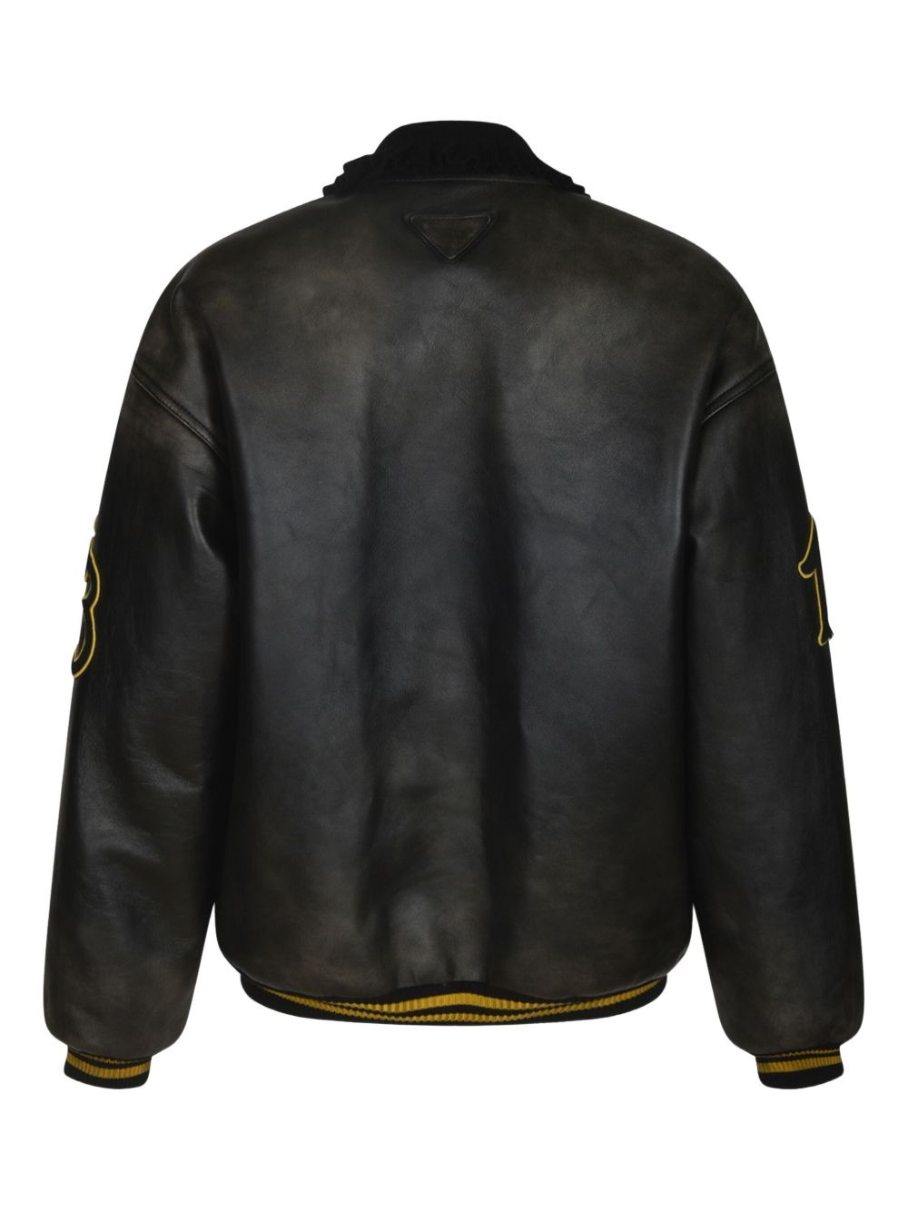logo-appliqué leather bomber jacket - 2