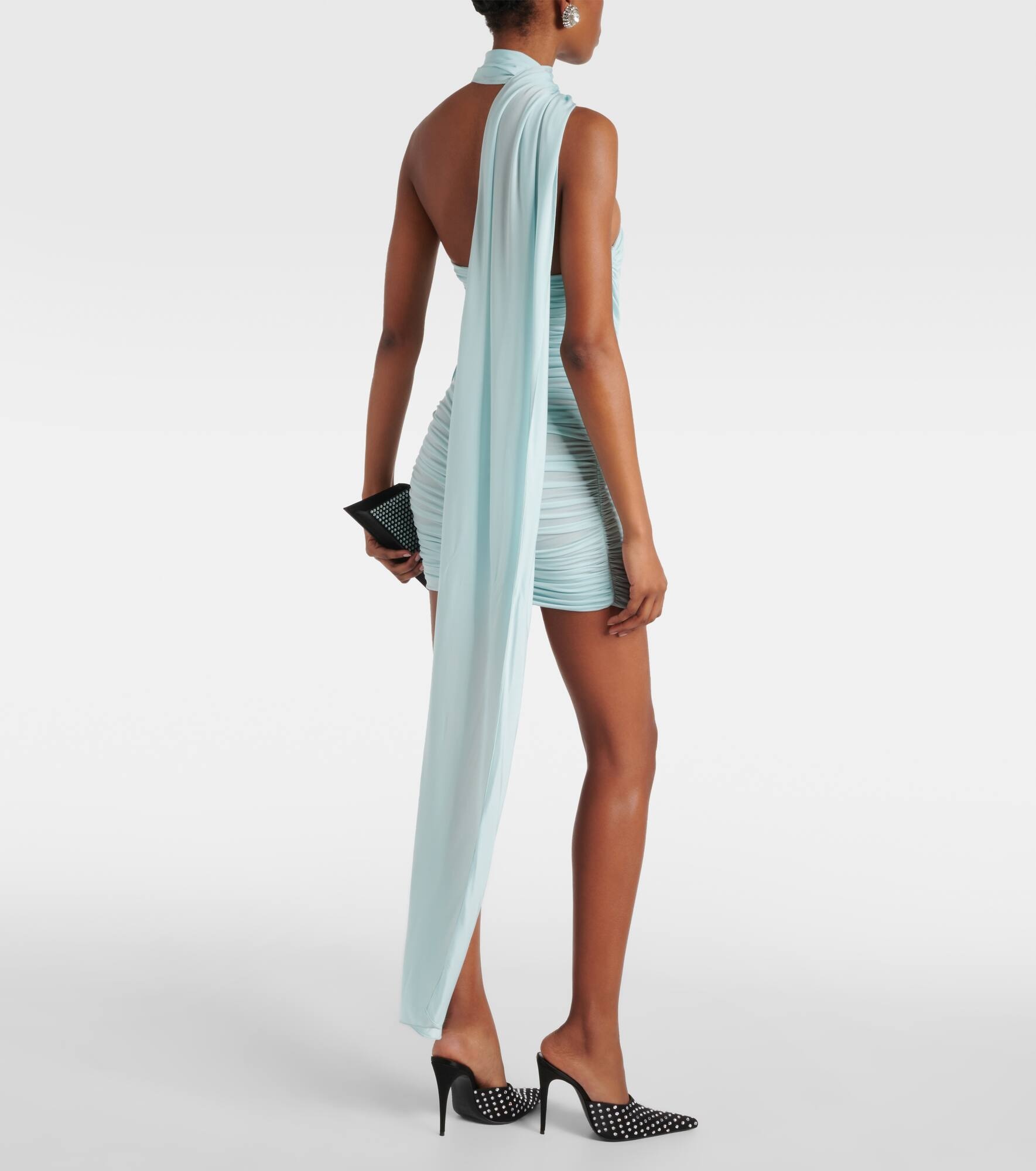 Scarf-detail ruched jersey minidress - 3