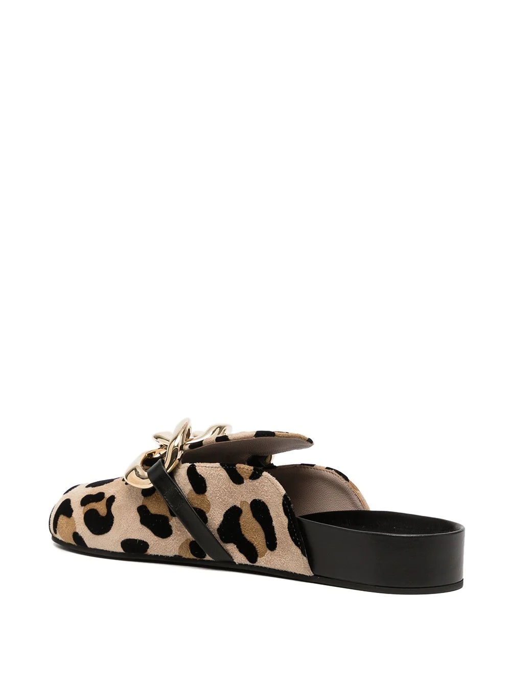 Chunky Chain-Embellished Leopard-Print Slides - 3