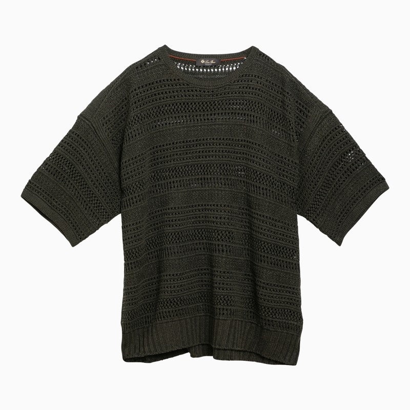 Loro Piana Dark Grey Perforated Jersey Men - 1