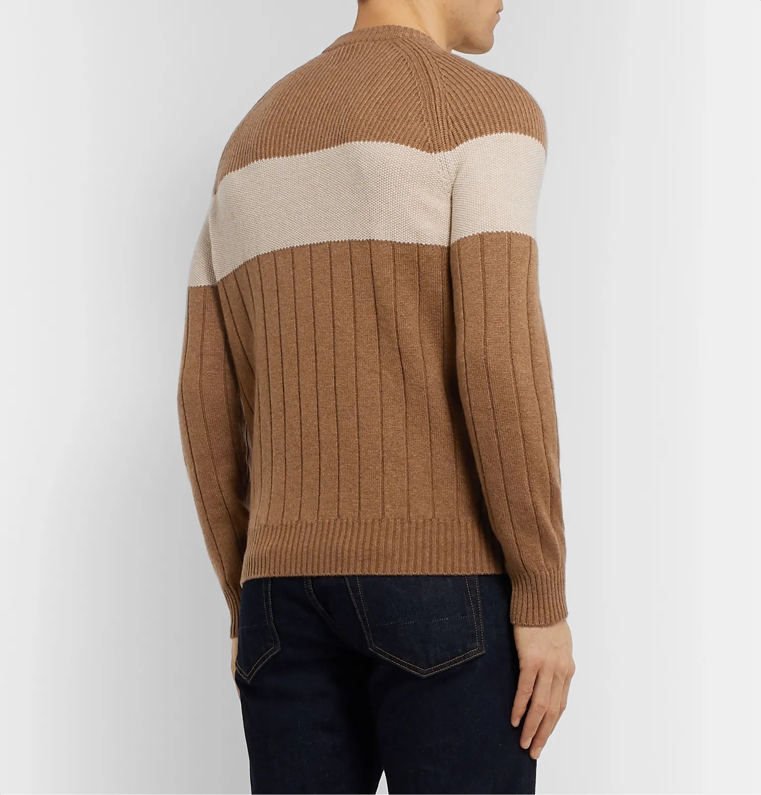 Slim-Fit Striped Ribbed Cashmere Sweater - 5