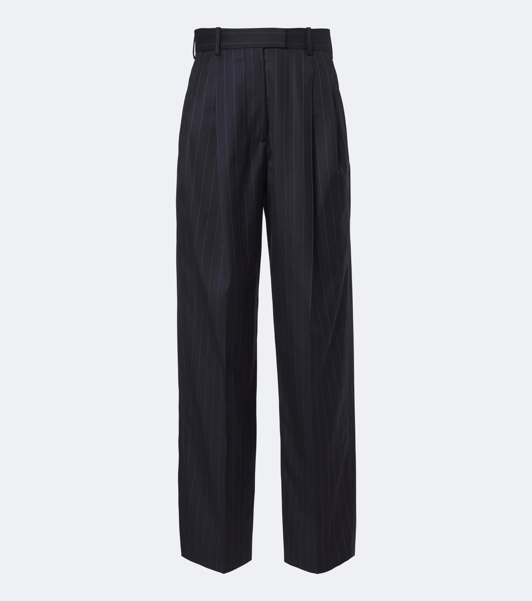 Pinstripe pleated wool wide-leg pants - 1