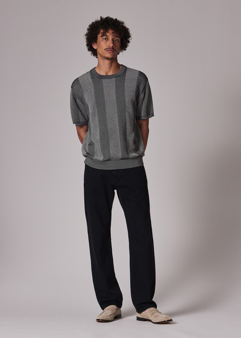 Black Silk-Blend Geo Short-Sleeve Sweater 6