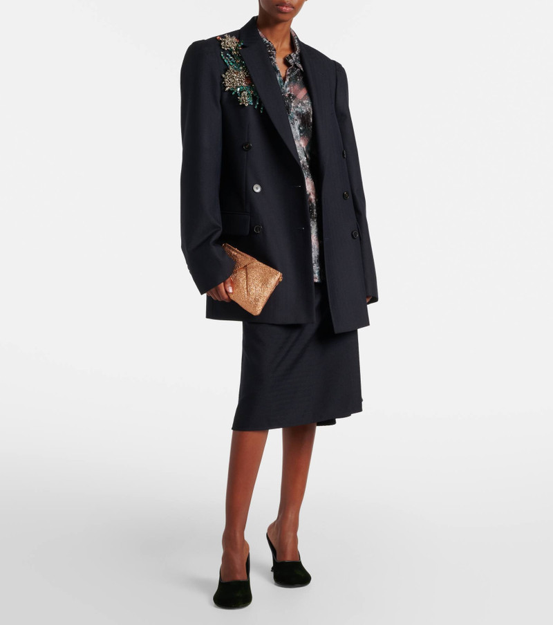 Dries Van Noten Metallic leather clutch outlook