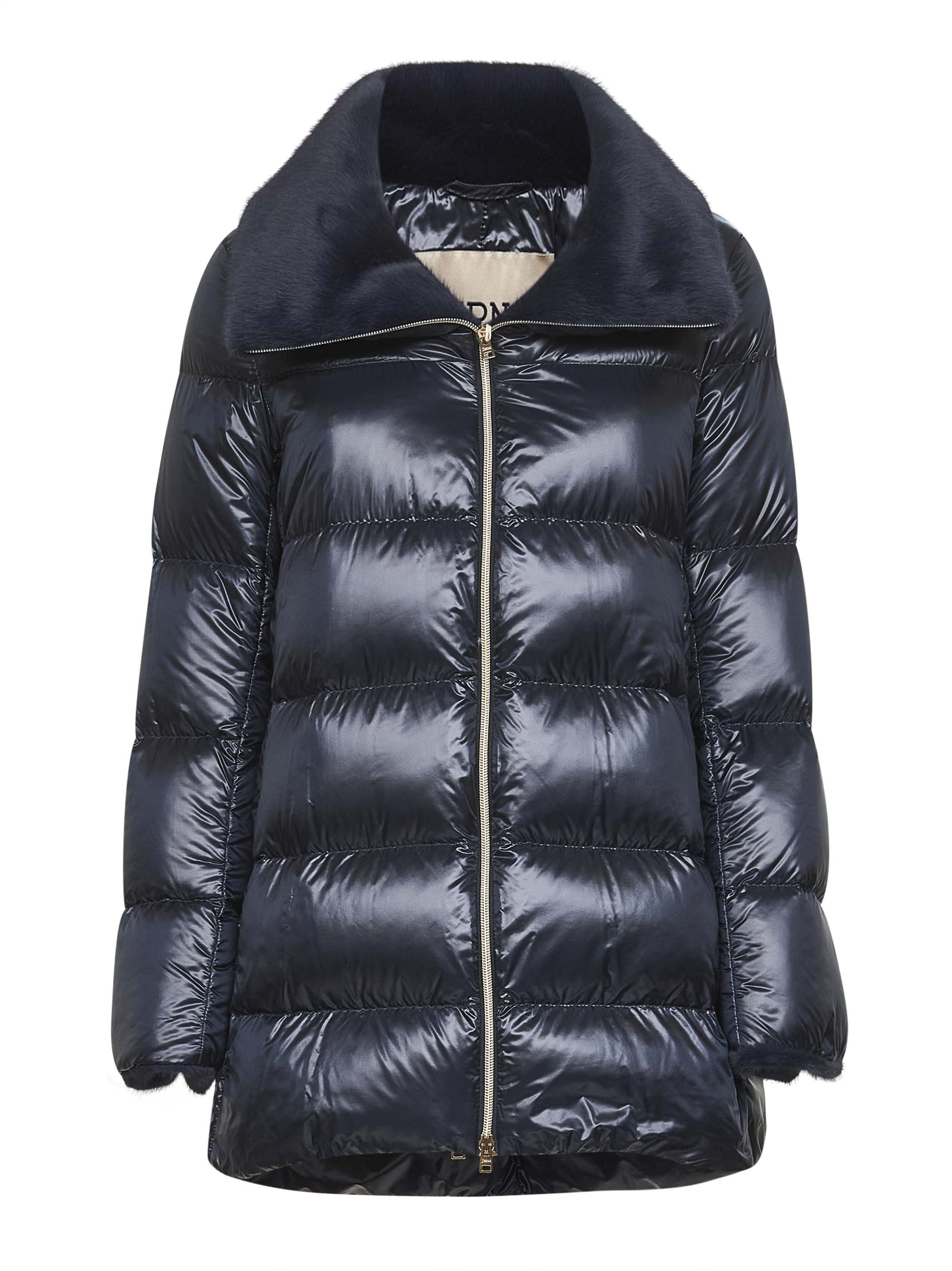 Blue Ultralight Nylon and lady alternative fur A-Shape - 1