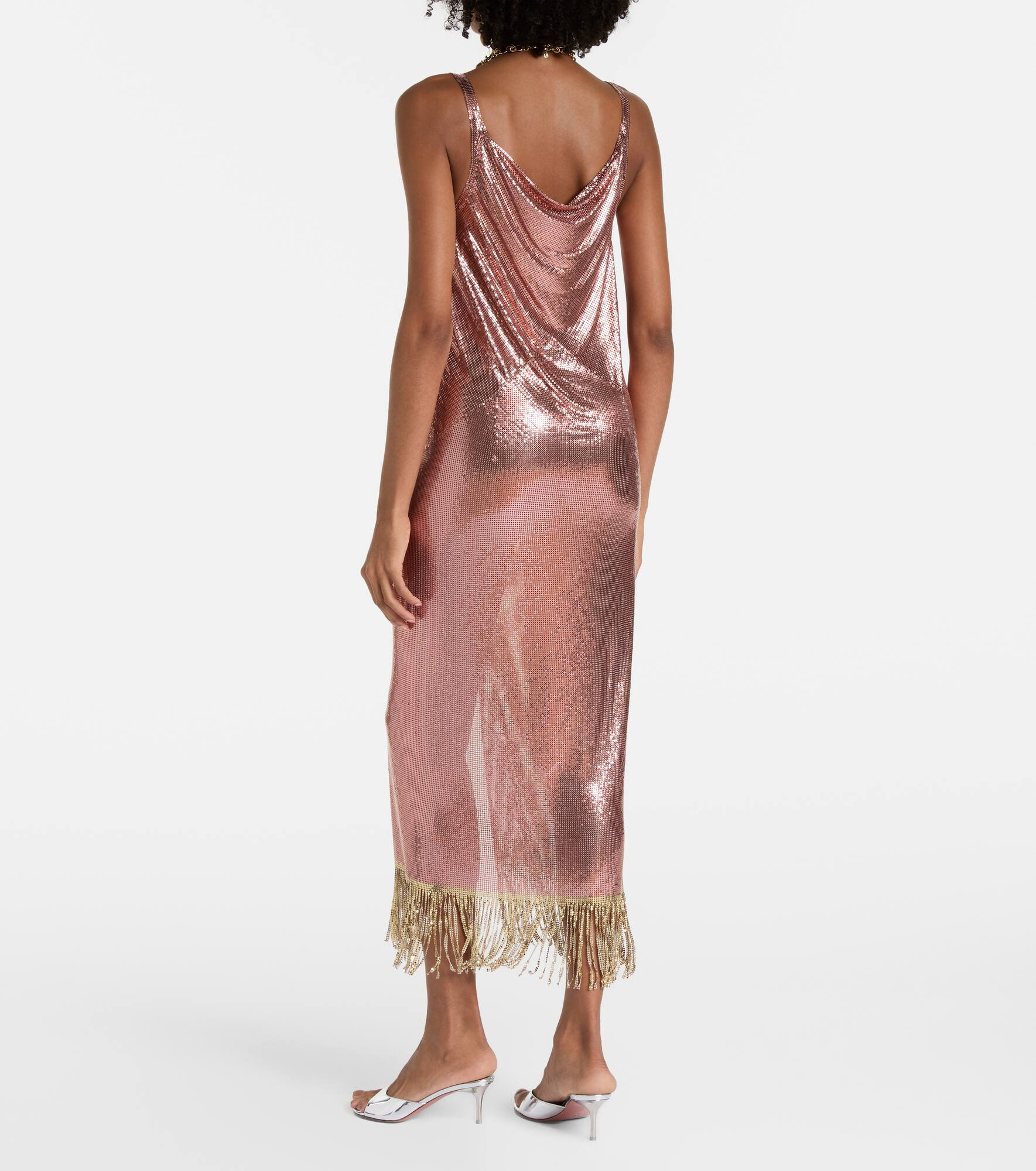 Fringed metallic midi dress - 3