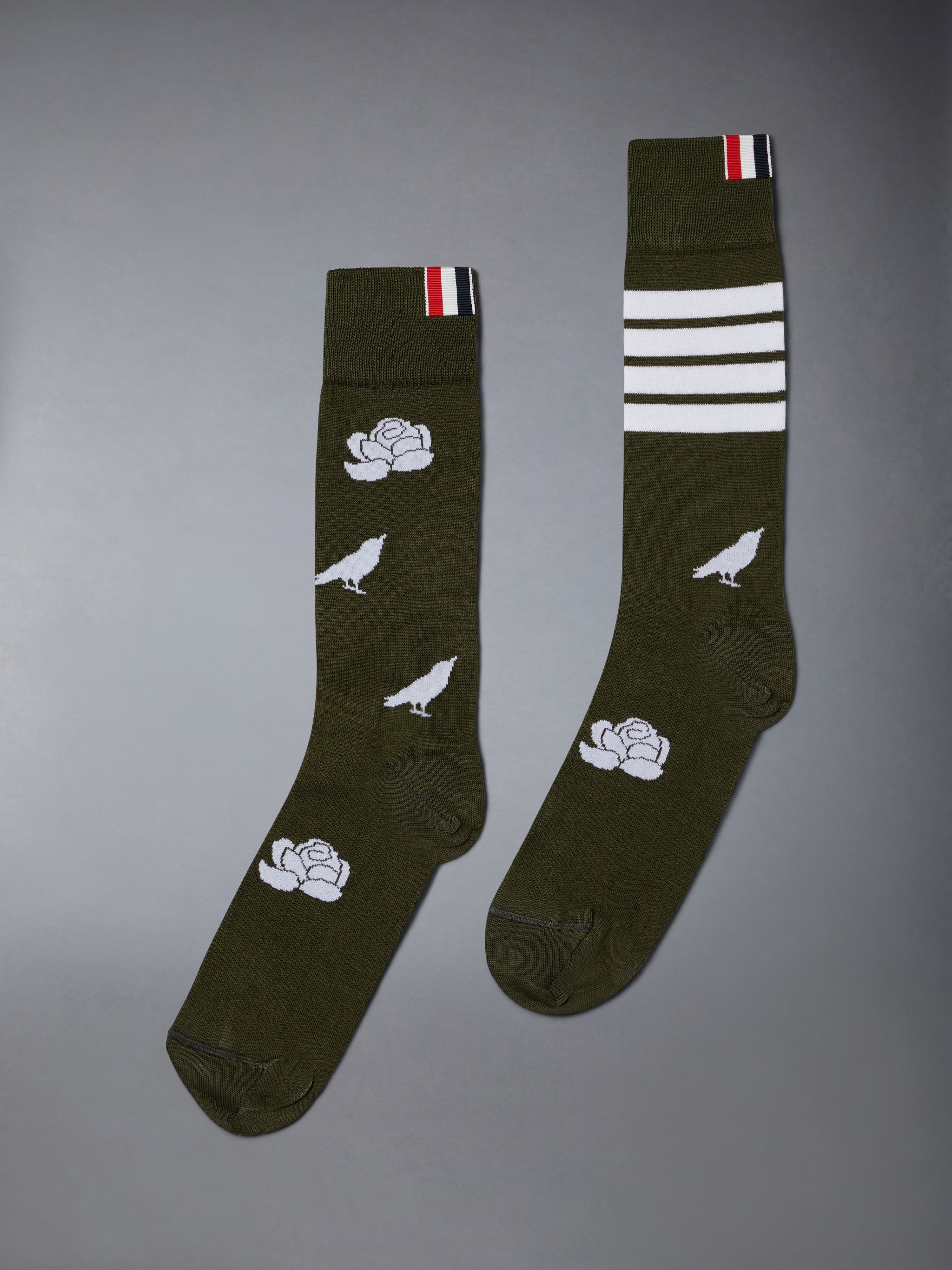 Cotton Rose and Raven 4-Bar Mid Cuff Socks - 1