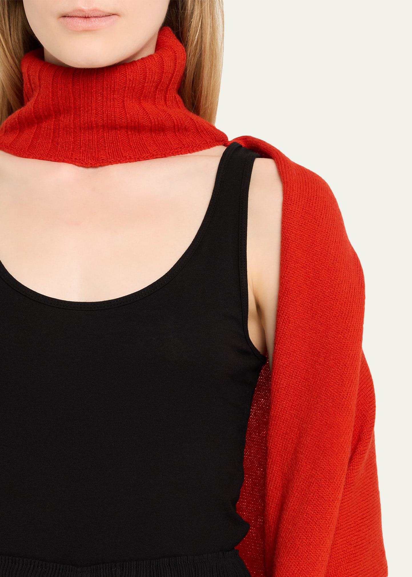 Turtleneck Knit Wool Cape - 5