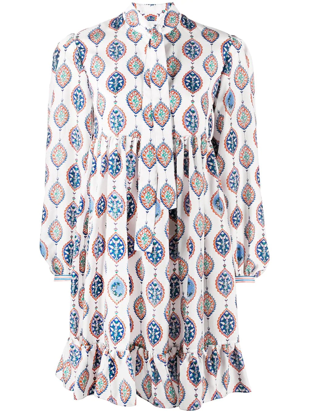 boho-print silk shirtdress - 1