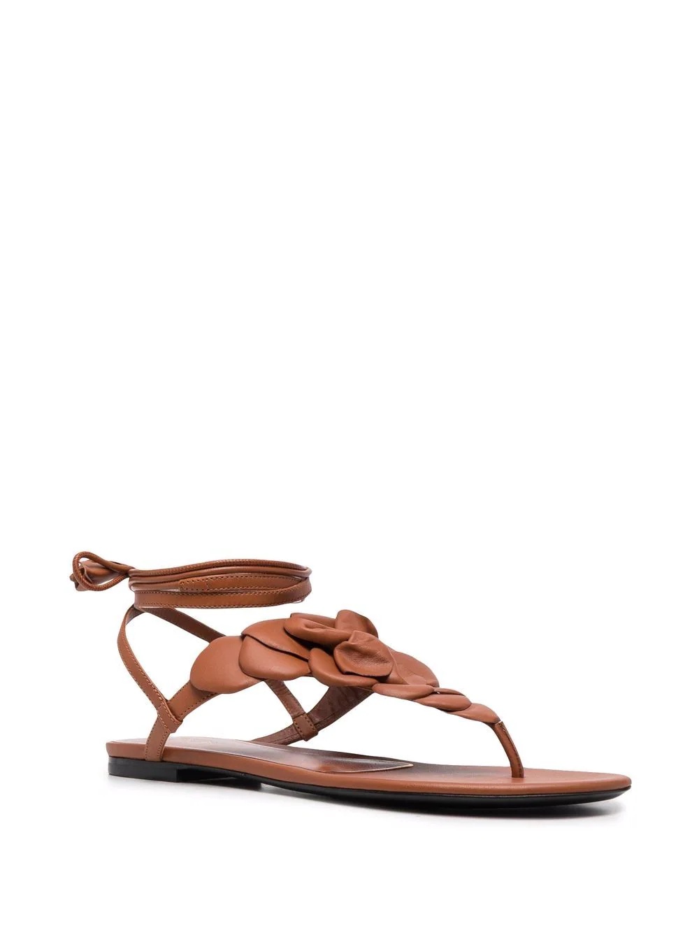 floral appliqué leather sandals - 2