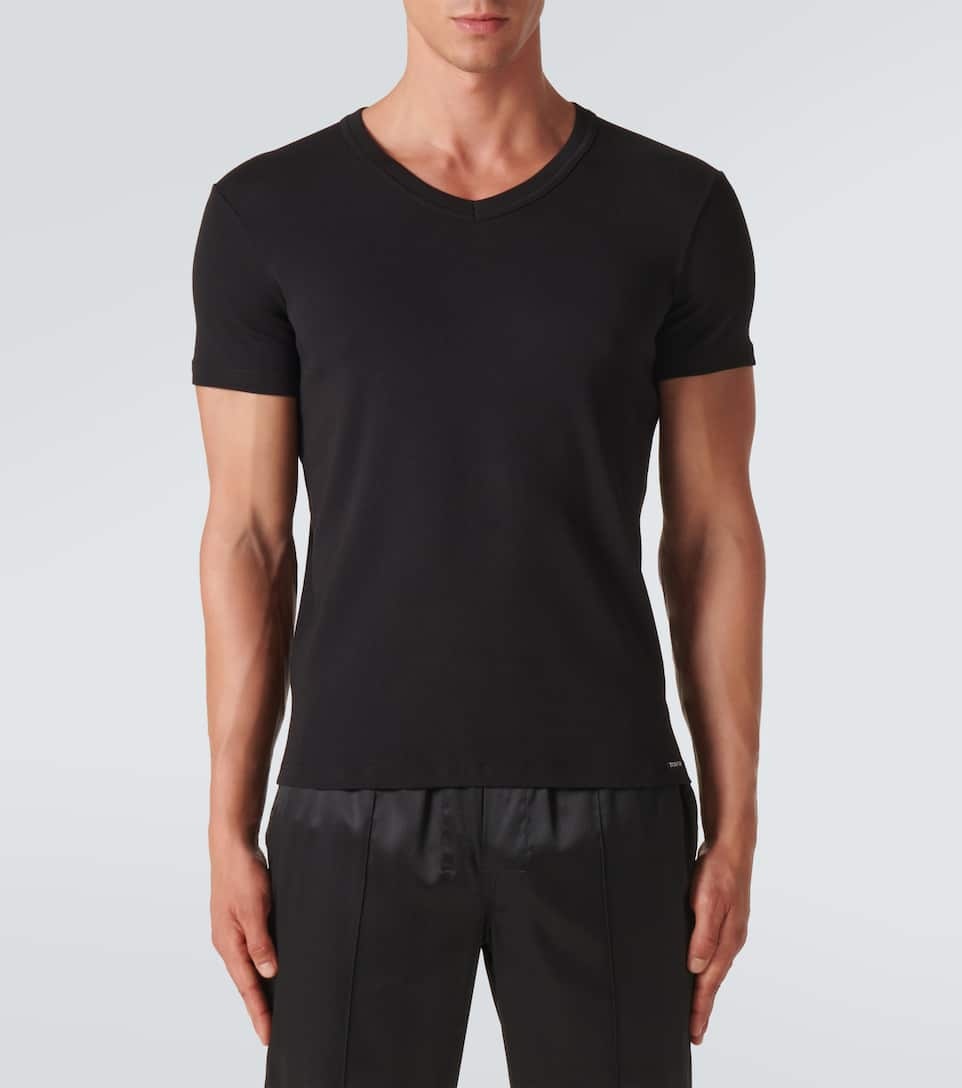 Stretch-cotton V-neck T-shirt - 2