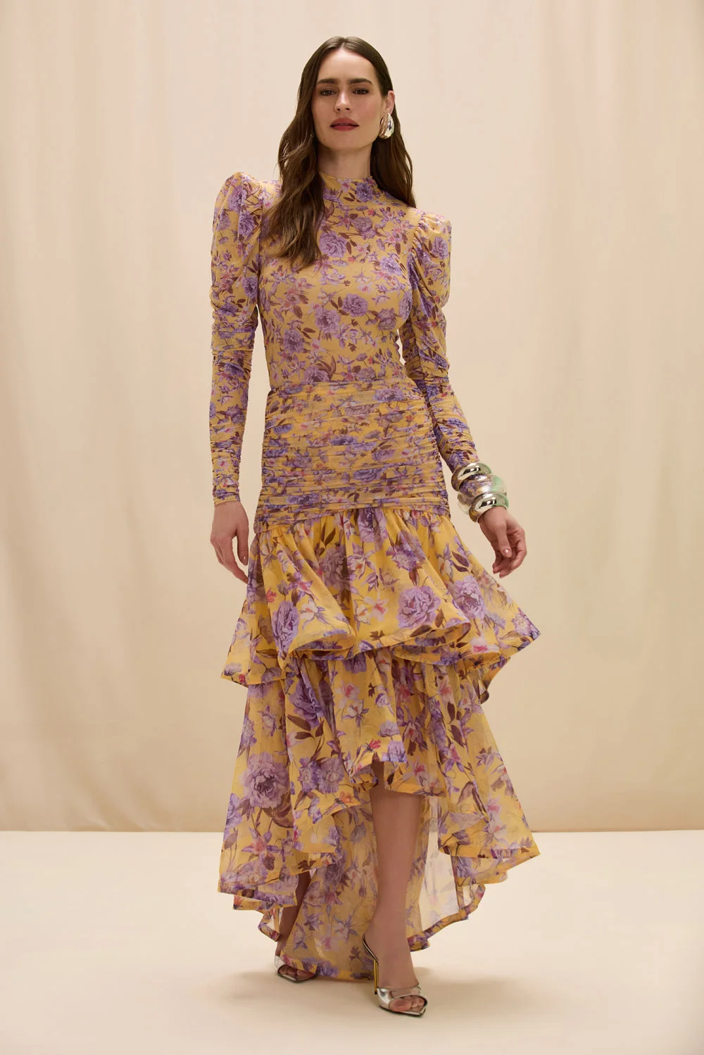 PEONY DOTS ASYMMETRICAL MIDI SKIRT (RUNWAY) - 1