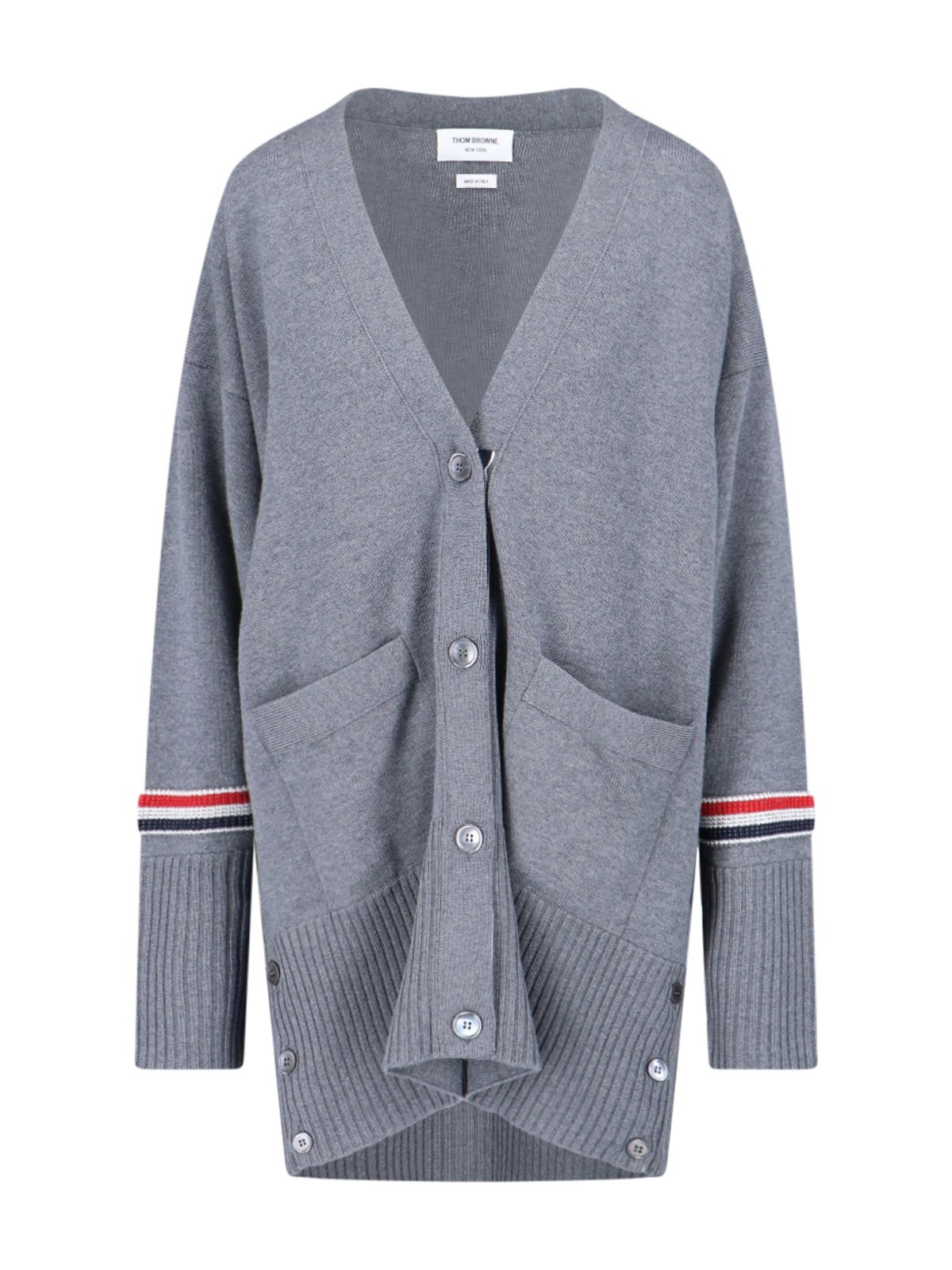 Thom Browne MAXI TRICOLORE CARDIGAN, sugar