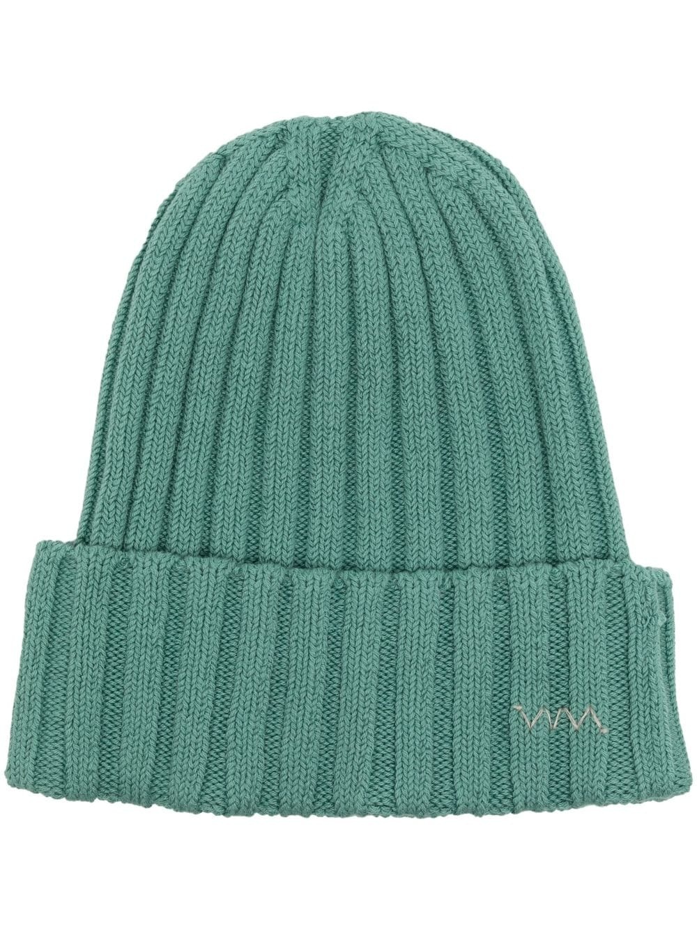 ribbed-knit embroidered beanie - 1