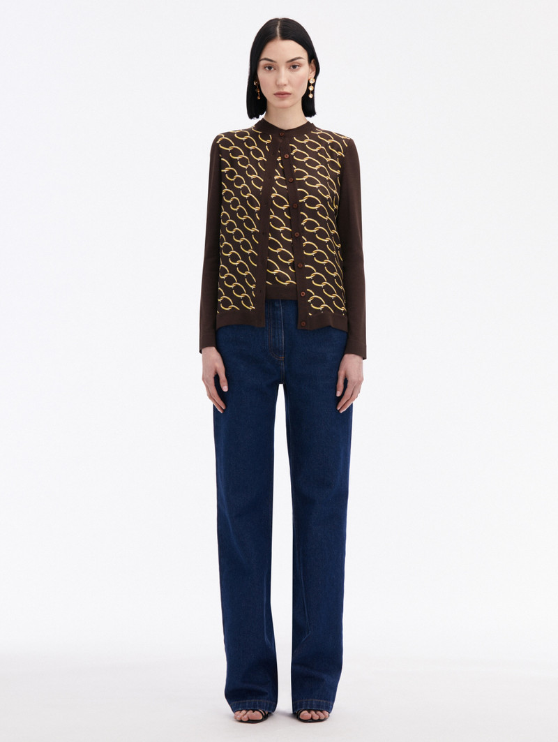 Oscar de la Renta OSCAR CHAIN-LINK INSET CARDIGAN outlook