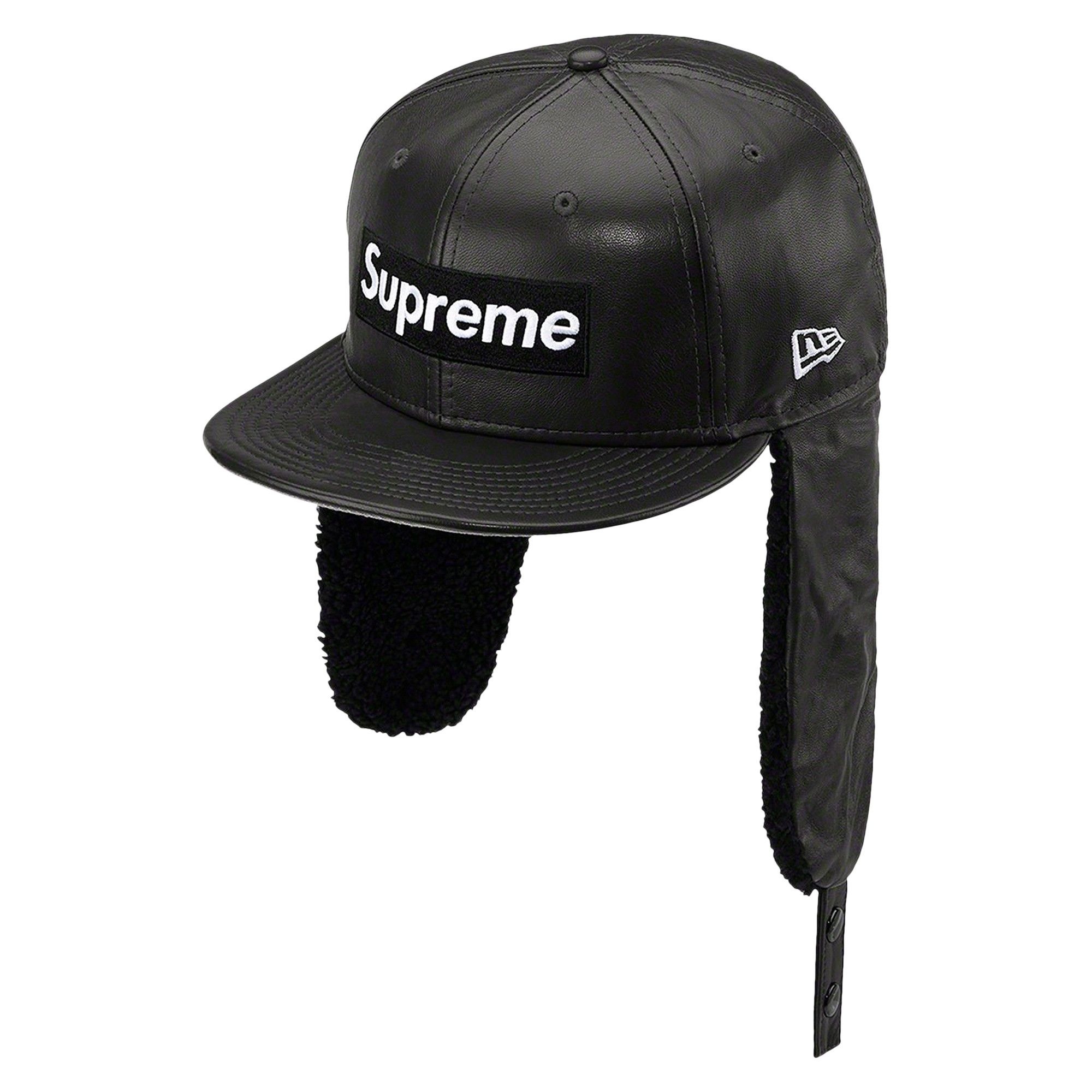 Supreme Leather Earflap Box Logo New Era 'Black' - 1