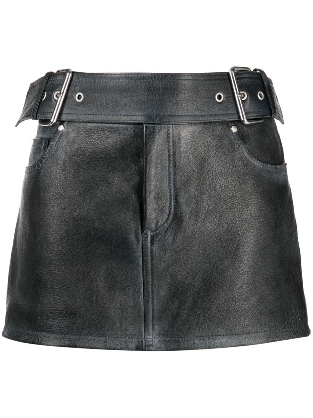 belted leather miniskirt - 1