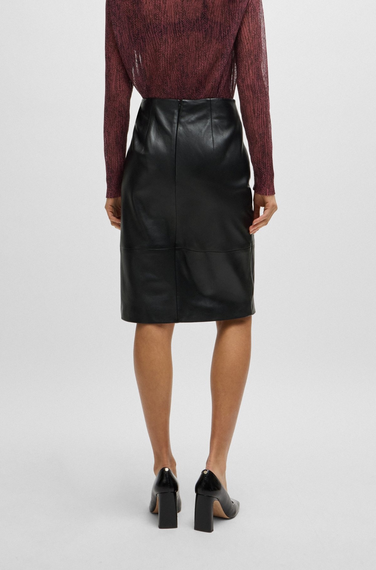 LEATHER SKIRT WITH STRAP DETAIL - 4