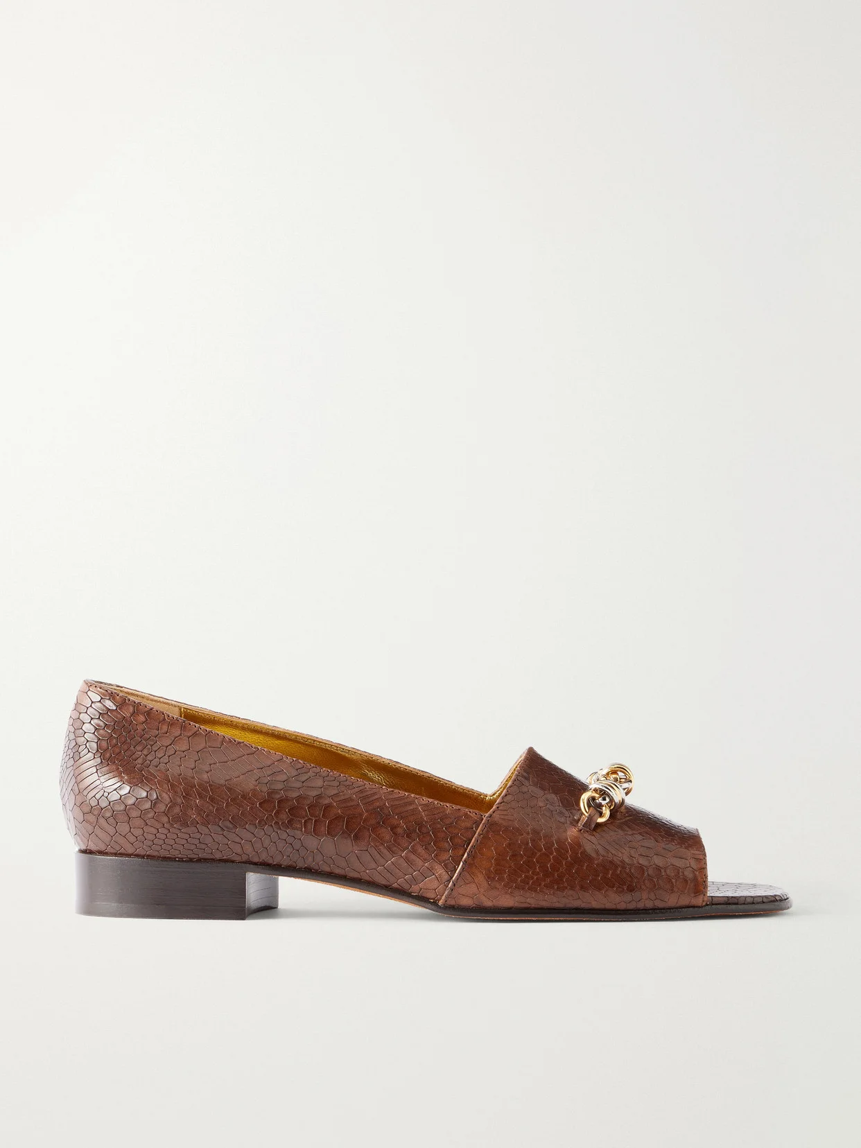 Chain-detail Croc-effect Leather Loafers - 1