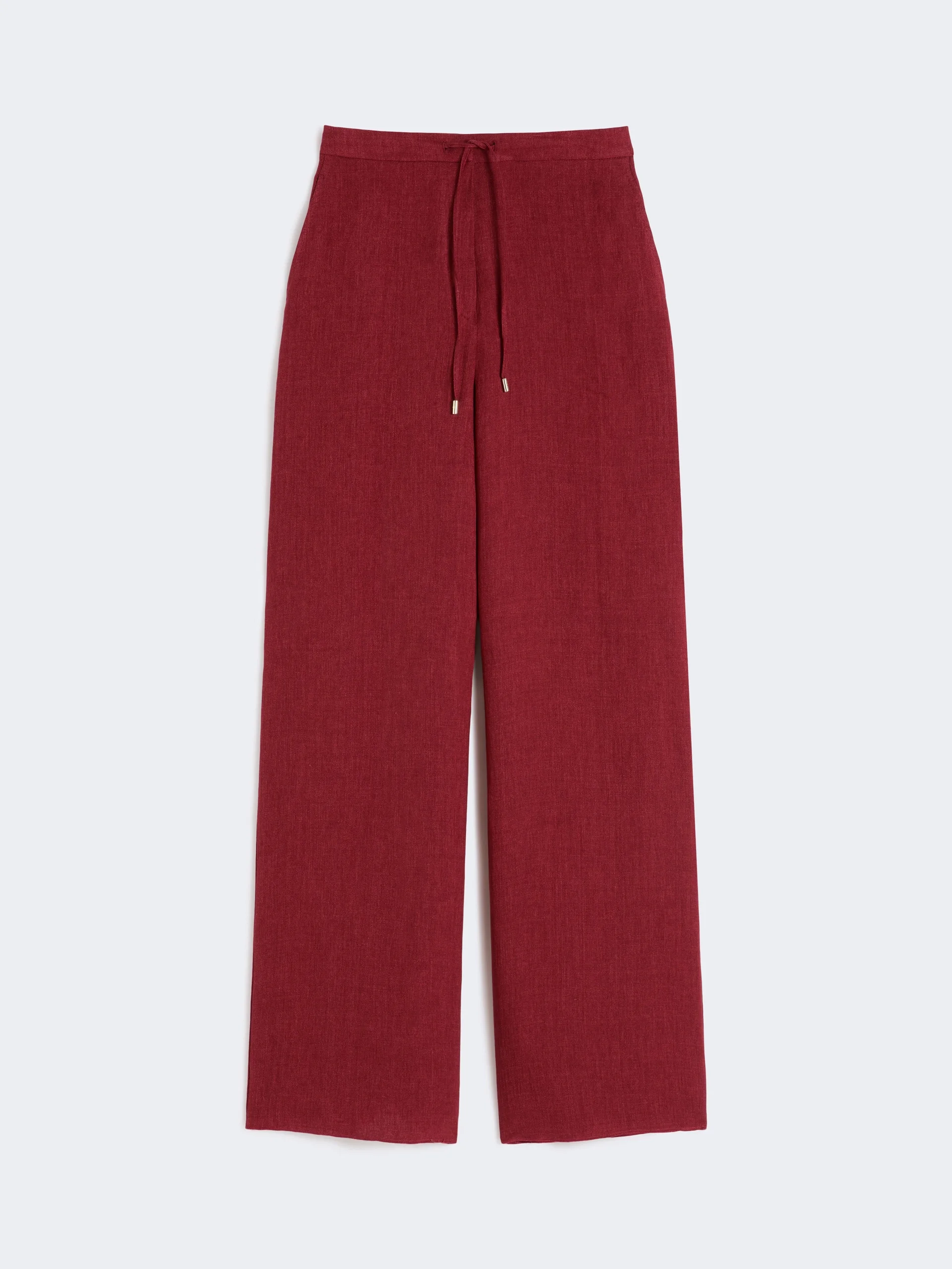 Linen twill trousers - BRICK RED - 1