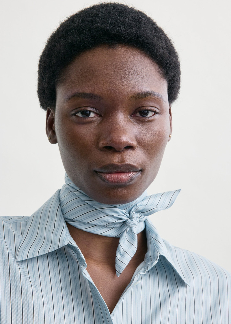 Striped silk scarf ice/white 3