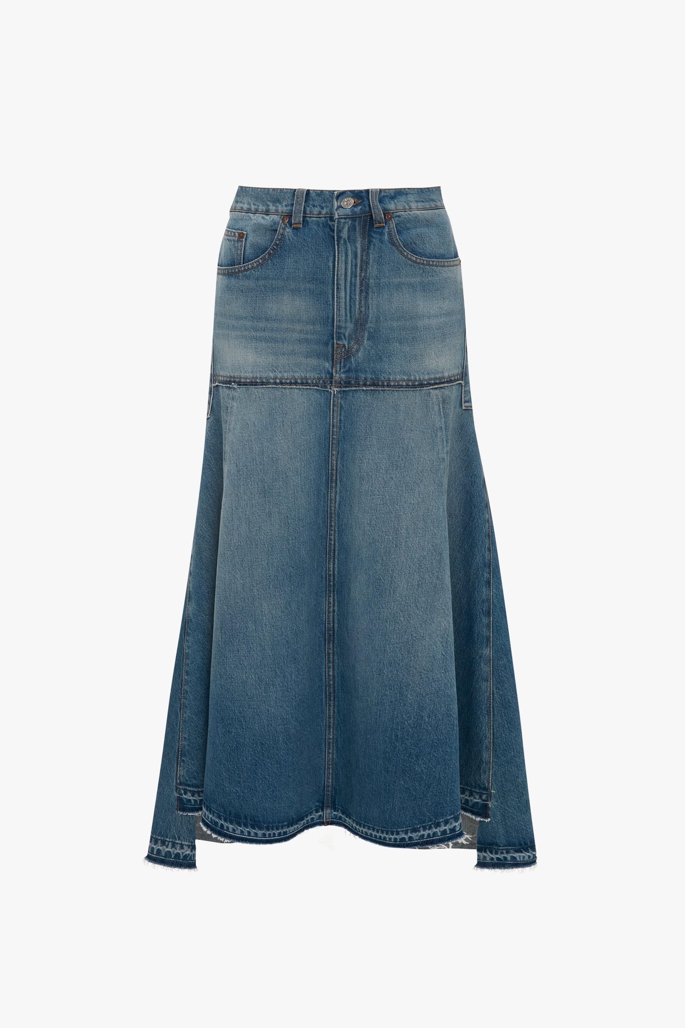 Patched Denim Skirt In Vintage Wash - 1