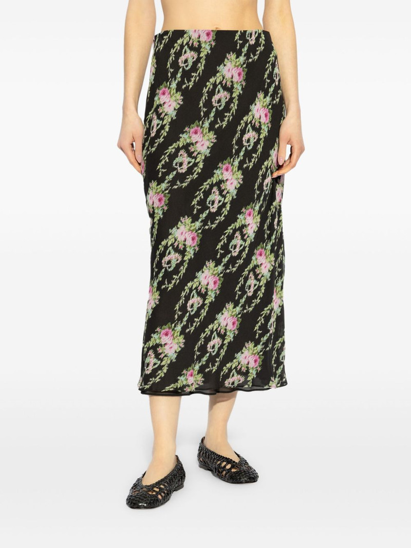 LoveShackFancy rose-intarsia midi skirt outlook