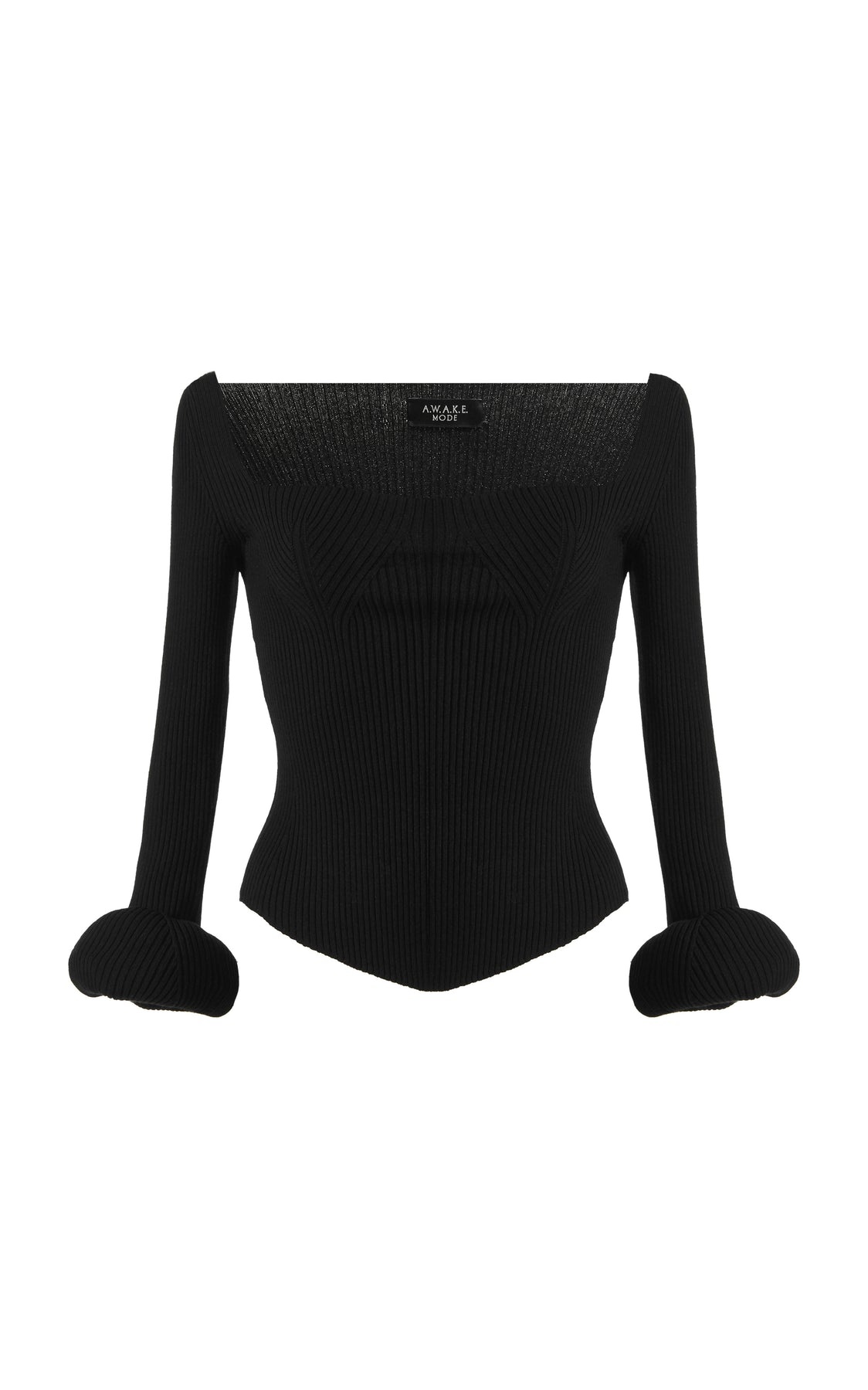 KNIT TOP WITH SQUARE DECOLLETE AND DOUGHNUT SLEEVES BLACK - 9