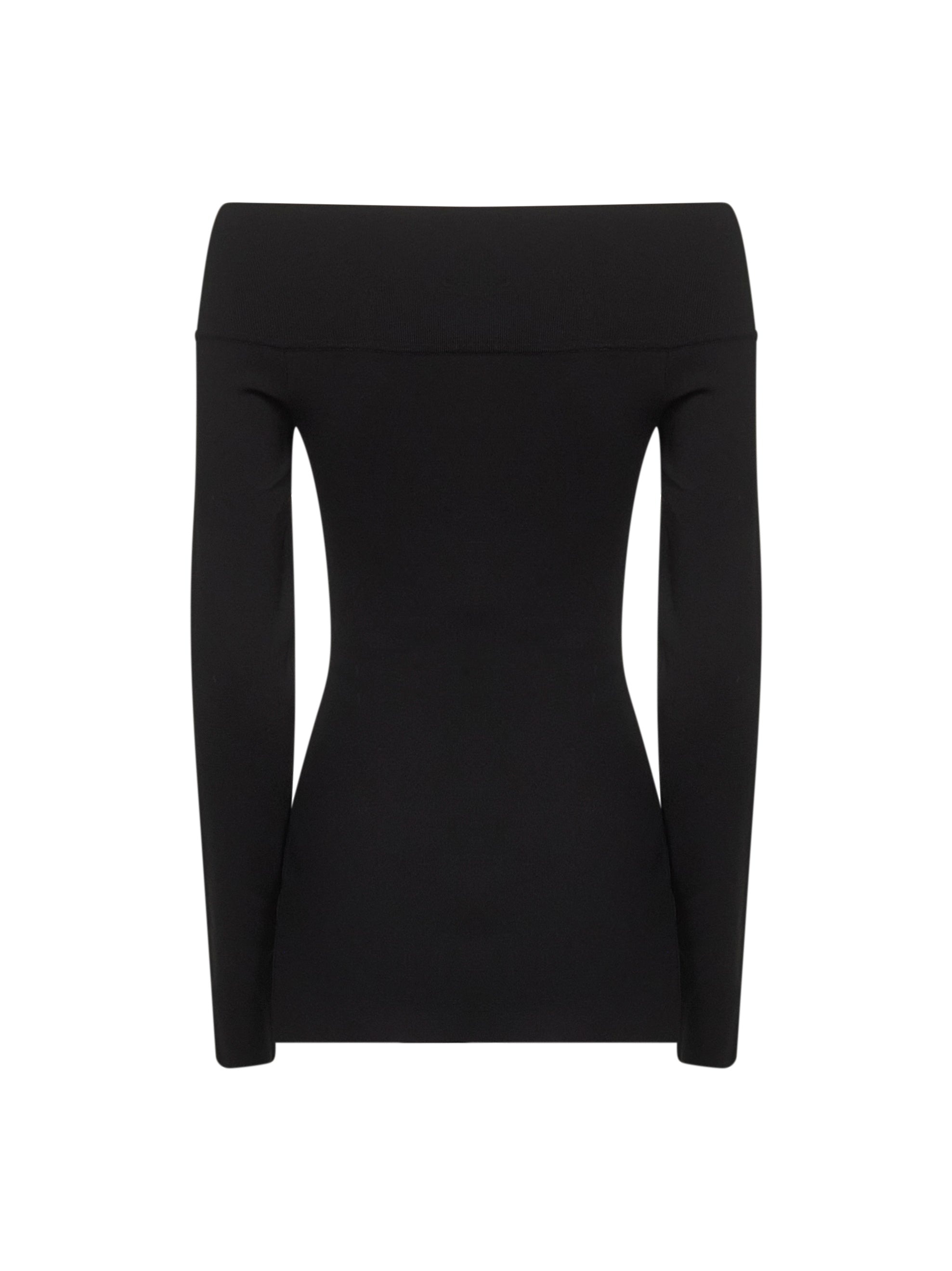 Black viscose blend off-the-shoulder top - 2