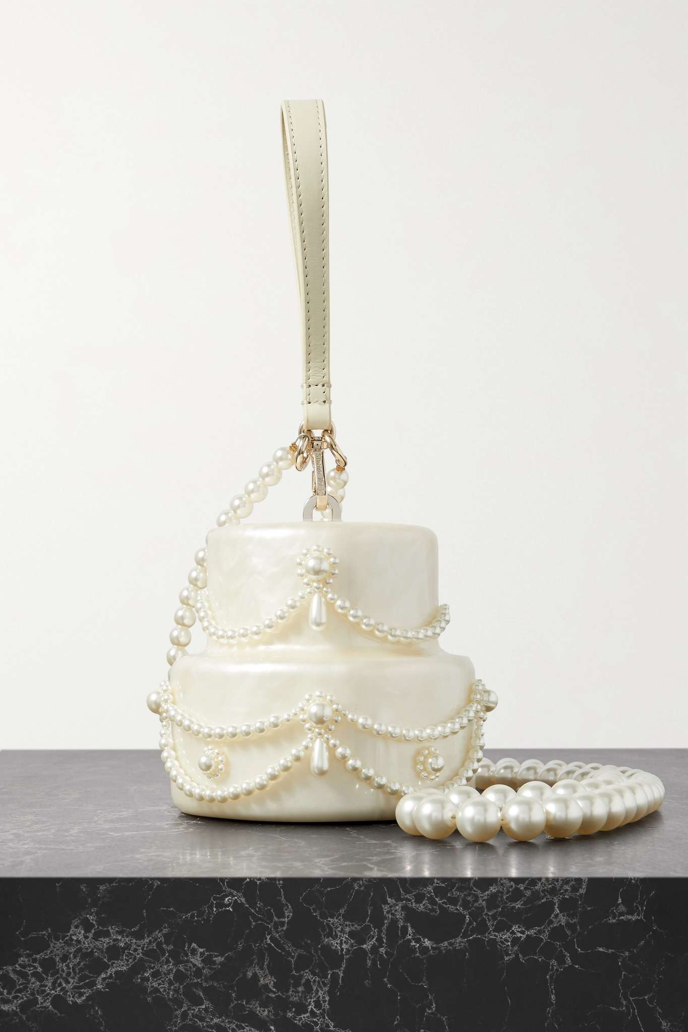 Cake faux pearl-embellished acrylic clutch - 1